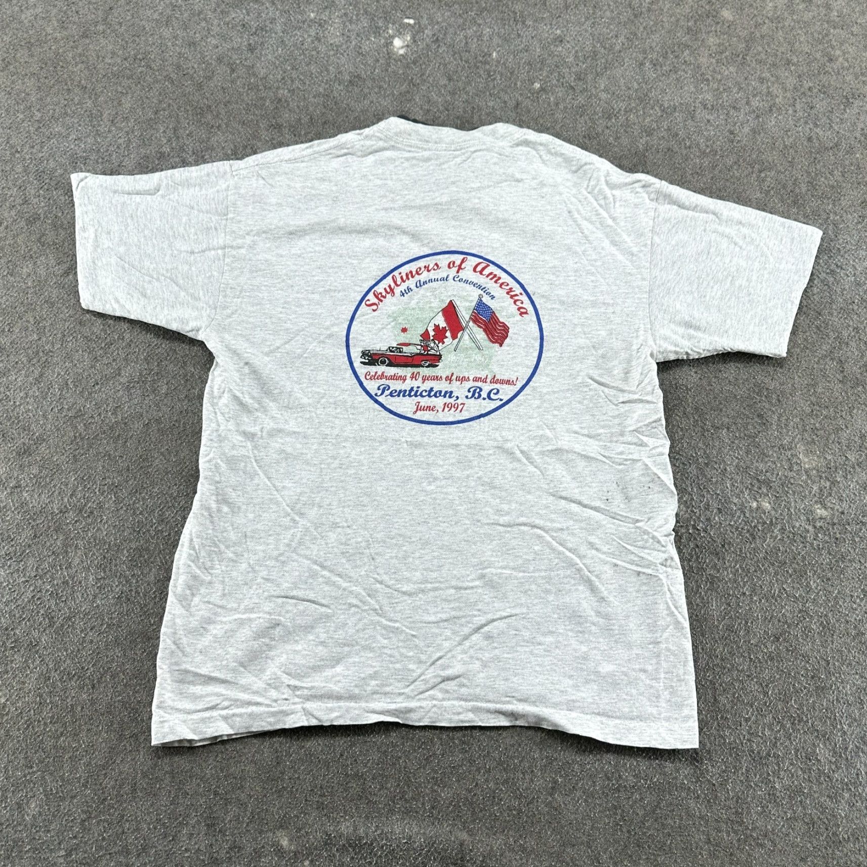 Vintage VINTAGE Skyliners Of America Shirt Mens M Grey Graphic Cotton Car Funny USA 90s Size US M / EU 48-50 / 2 - 7 Thumbnail