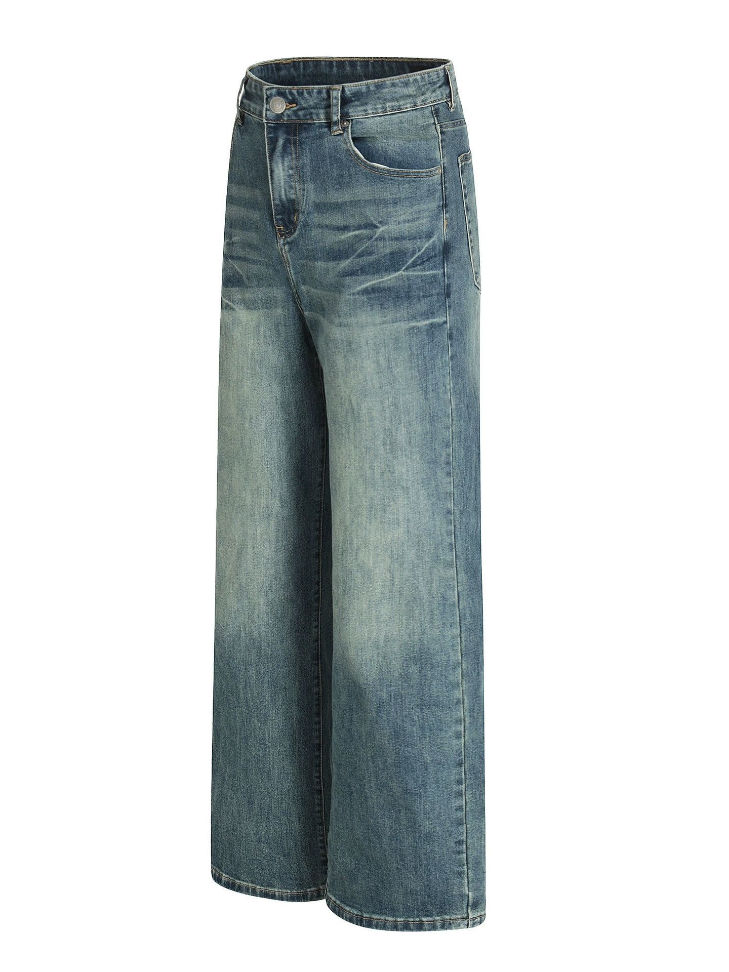 Jean Men's vintage washed distressed wide-leg straight jeans Size US 32 / EU 48 - 2 Thumbnail