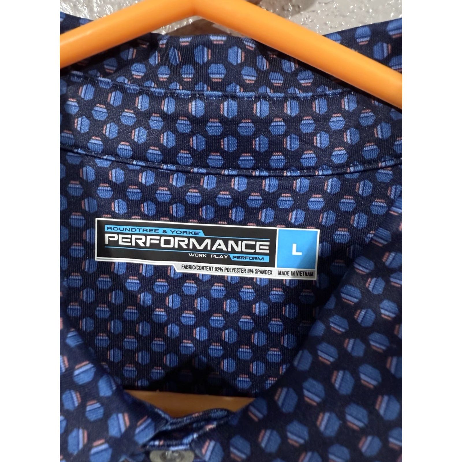 Roundtree & Yorke Roundtree & Yorke Performance Men’s Blue Golf Shirt All Over Print Polo L Size US L / EU 52-54 / 3 - 7 Thumbnail