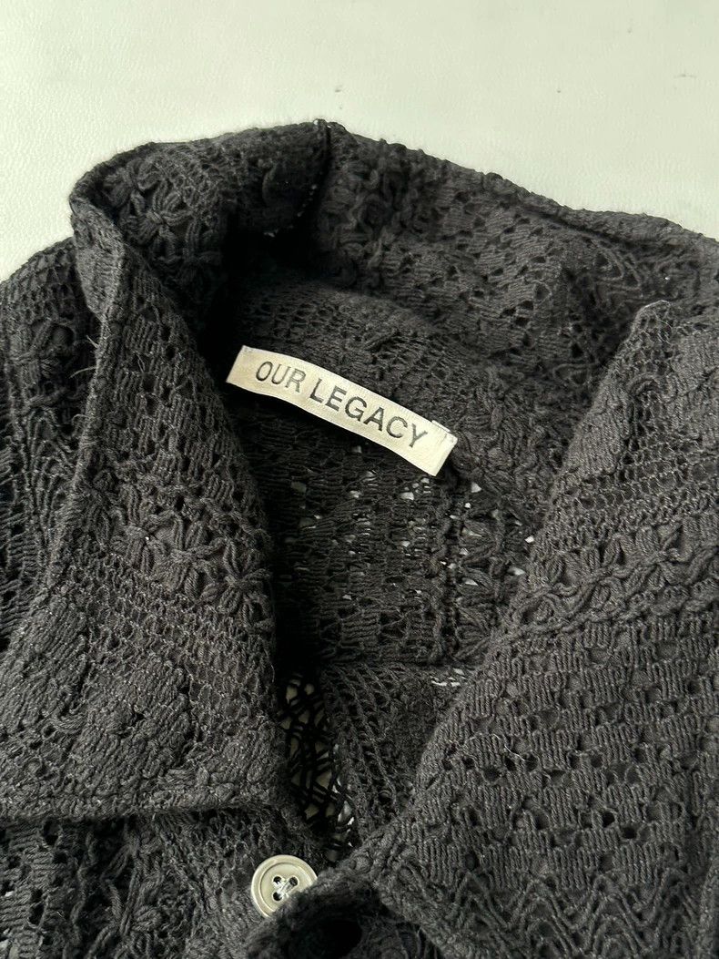 Our Legacy Our Legacy size50 Black lace shirt with openwork Size US M / EU 48-50 / 2 - 2 Thumbnail