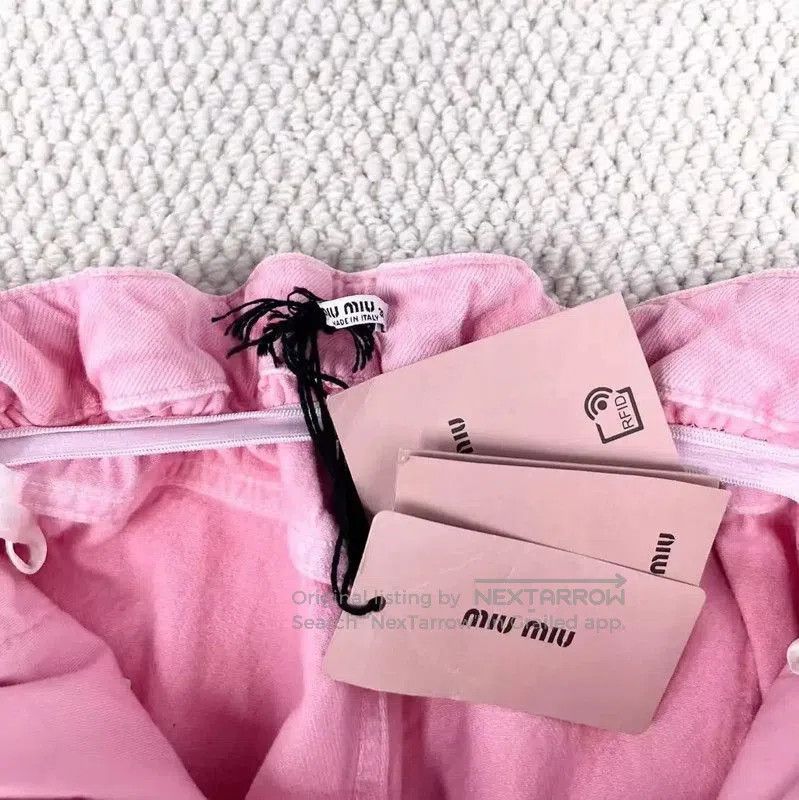 Miu Miu Miu Miu Pink Denim Logo Women's Shorts . Size 23" - 3 Thumbnail