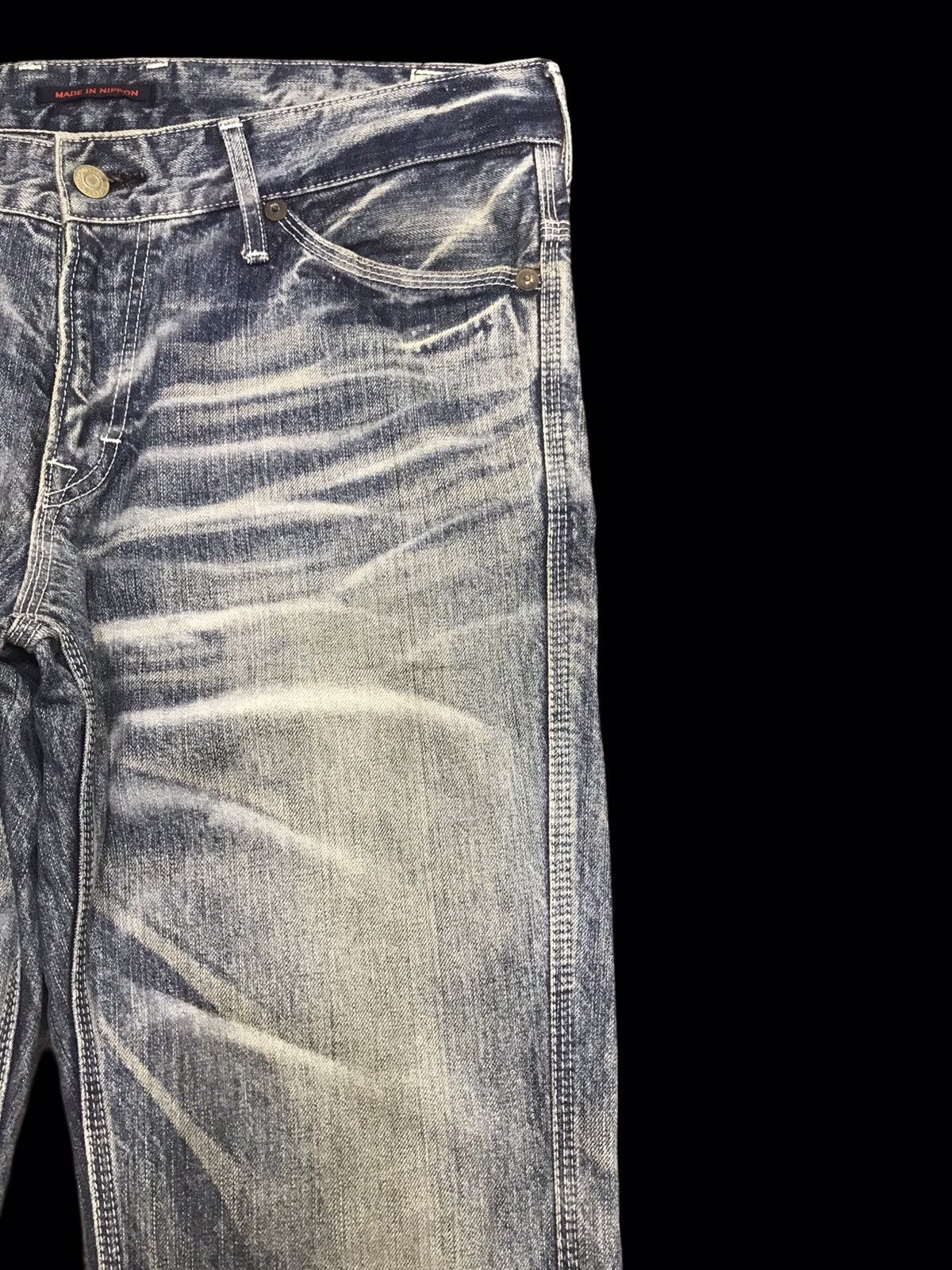 Japanese Brand 💥FLARE💥VINTAGE BLUE WAY SICK FADES FLARE DENIM F315 Size US 35 - 3 Thumbnail