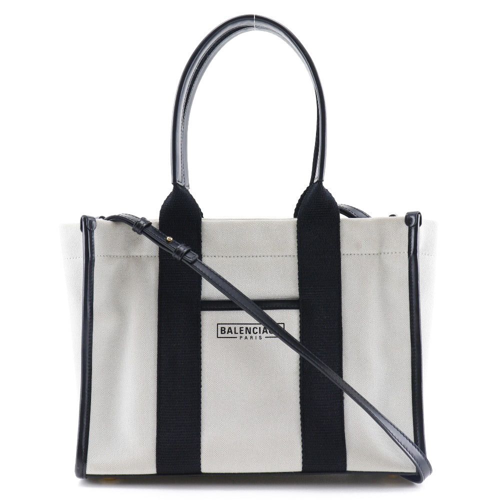 Balenciaga Navy White Canvas Handbag (Pre-Owned) Size ONE SIZE - 1 Thumbnail