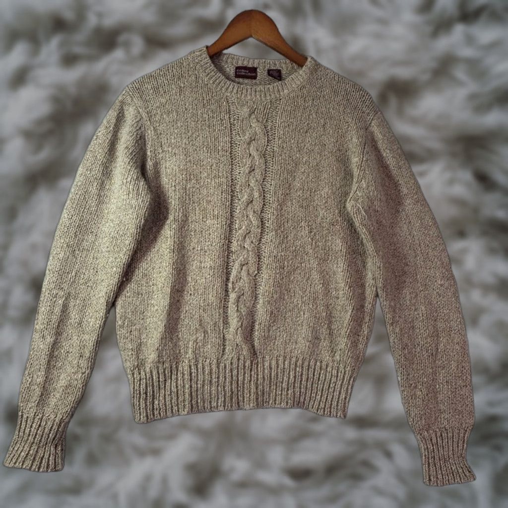 Vintage VINTAGE Cellini Cable Knit Sweater Angora Silk Blend Hong Kong Large Tan Unisex Adults L Pullover Mens Womens Size L / US 10 / IT 46 - 1 Thumbnail