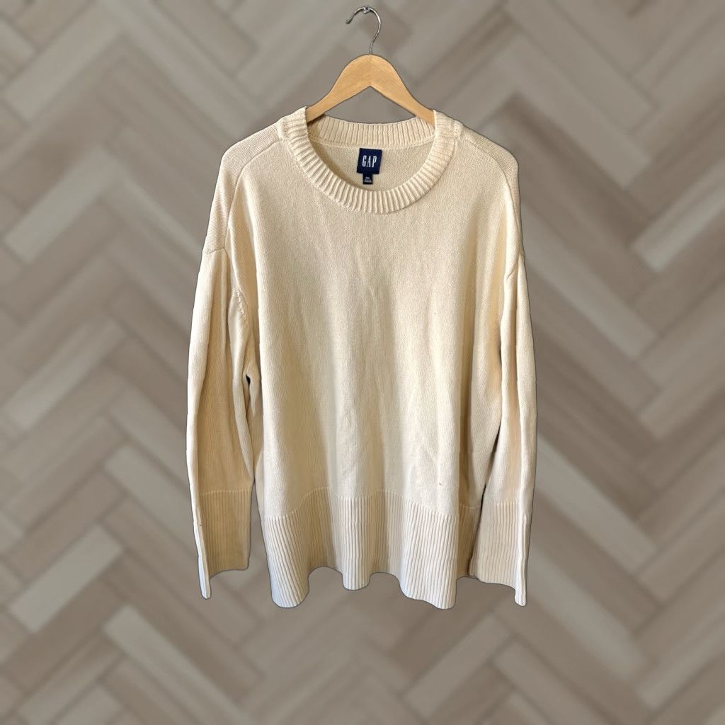 Gap Gap Beige Long Sleeve Knit Pullover Sweatshirt 2XL Women Shirt Sweater Crew Neck Pullover Beige 2XL Womens Size XXL / US 16-18 / IT 52-54 - 1 Thumbnail