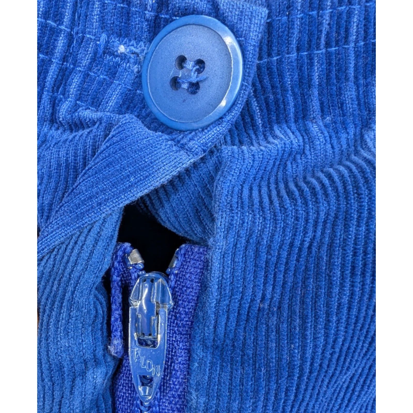 Sears VINTAGE Roebuck & Co. Corduroy Pants Blue Cropped 16 Petite Cowboy USA Capri Jeans? Size 38" / US 16 / IT 52 - 3 Thumbnail