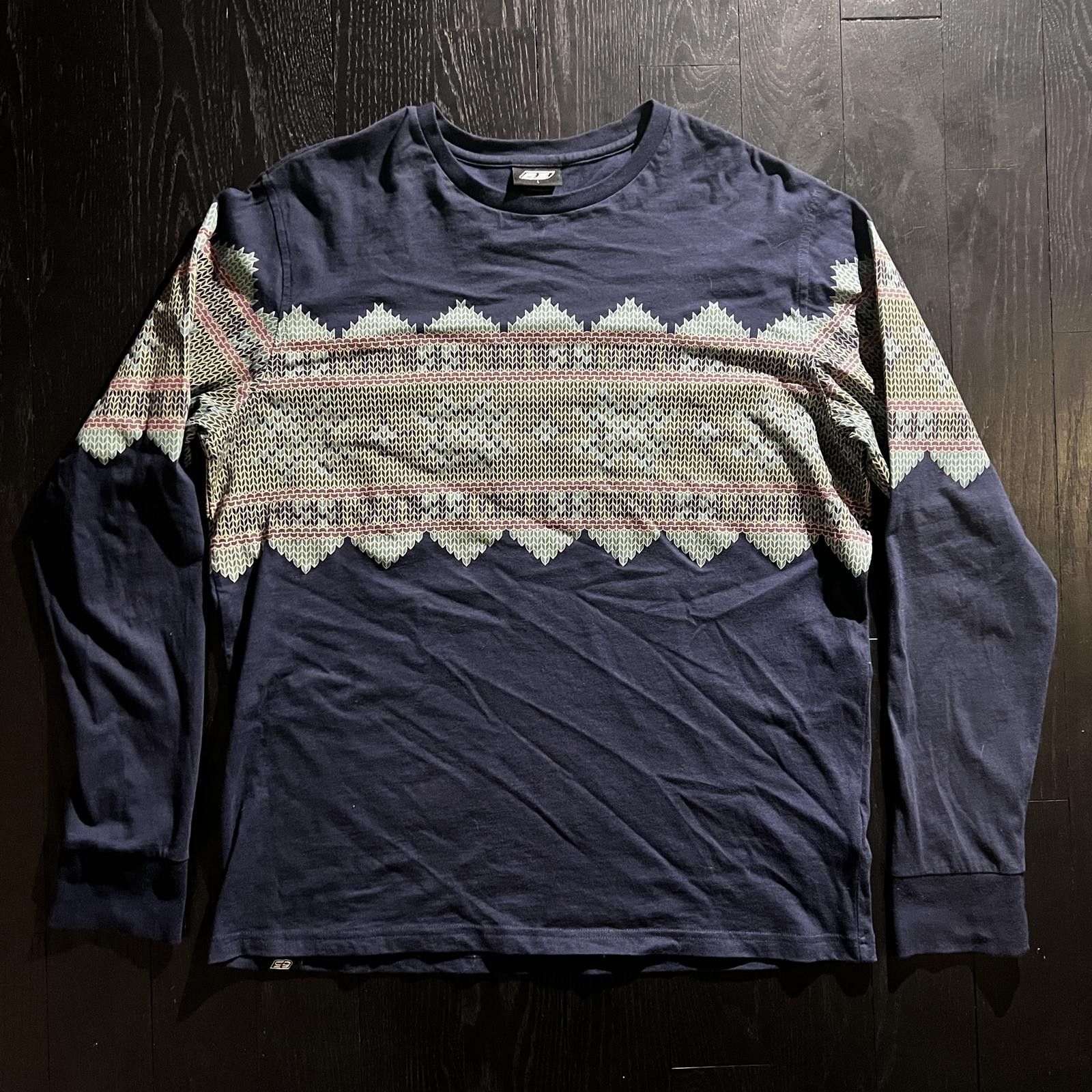Other Vintage Nordic Pattern Longsleeve T-Shirt Navy Size US L / EU 52-54 / 3 - 1 Thumbnail