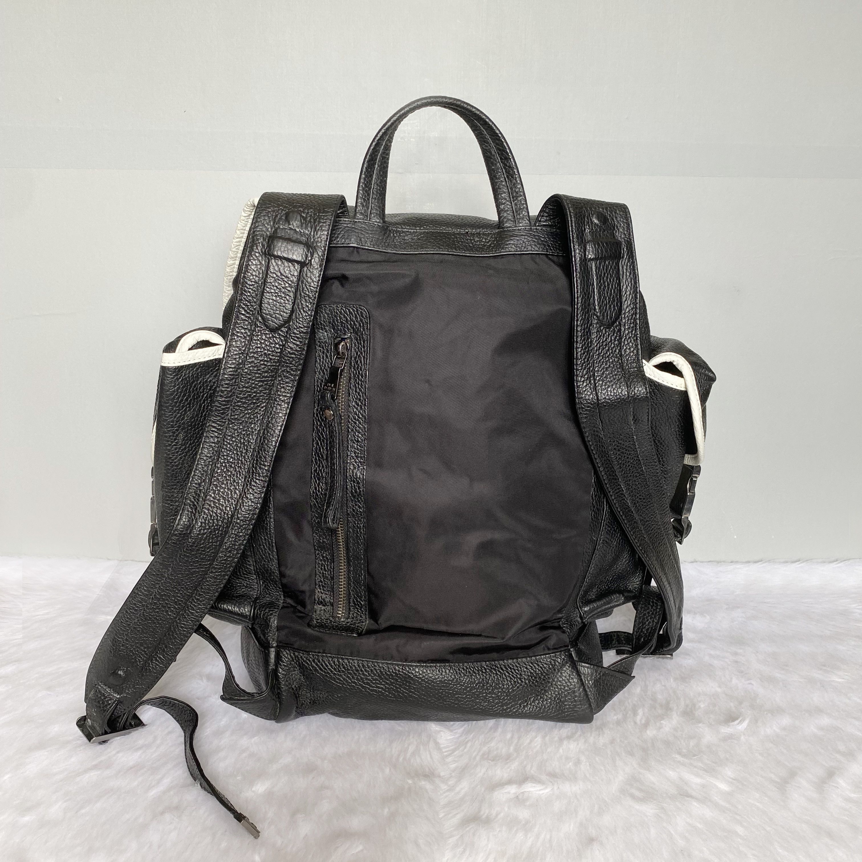 Neil Barrett × Vintage Black White Contrast Leather Nylon Backpack Size ONE SIZE - 4 Thumbnail