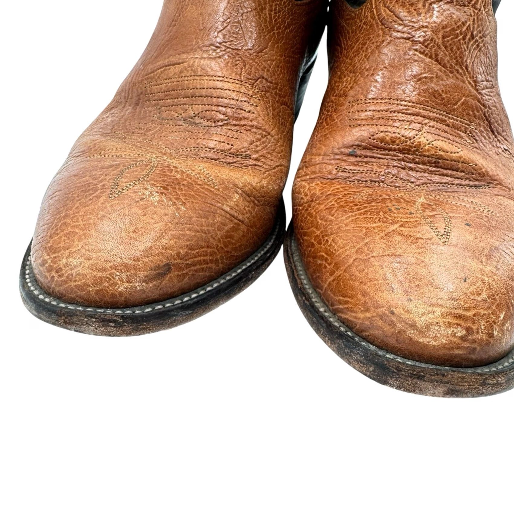 Tony Lama VINTAGE Tony Lama Boots Western Boots Genuine Leather Brown Size 11 EE Women Leather Cowboy Western 11 EE Brown Tony Lama Boots US 11 UK 12 EU 46 Size US 12 / IT 42 - 4 Thumbnail