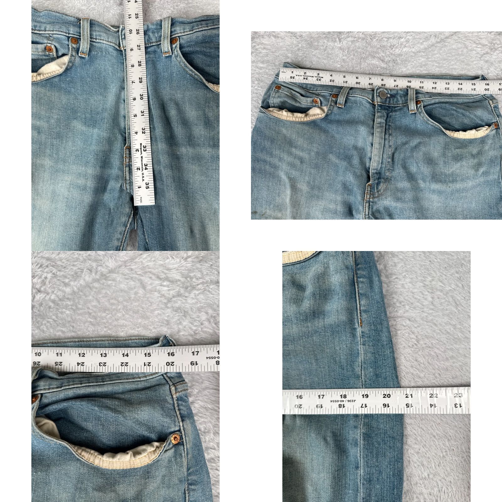 Levi's Levis 512 Jeans Adult 34 Blue Denim Cotton 5-Pocket Regular Stretch Distressed Premium 32x31 Size US 34 / EU 50 - 9 Thumbnail