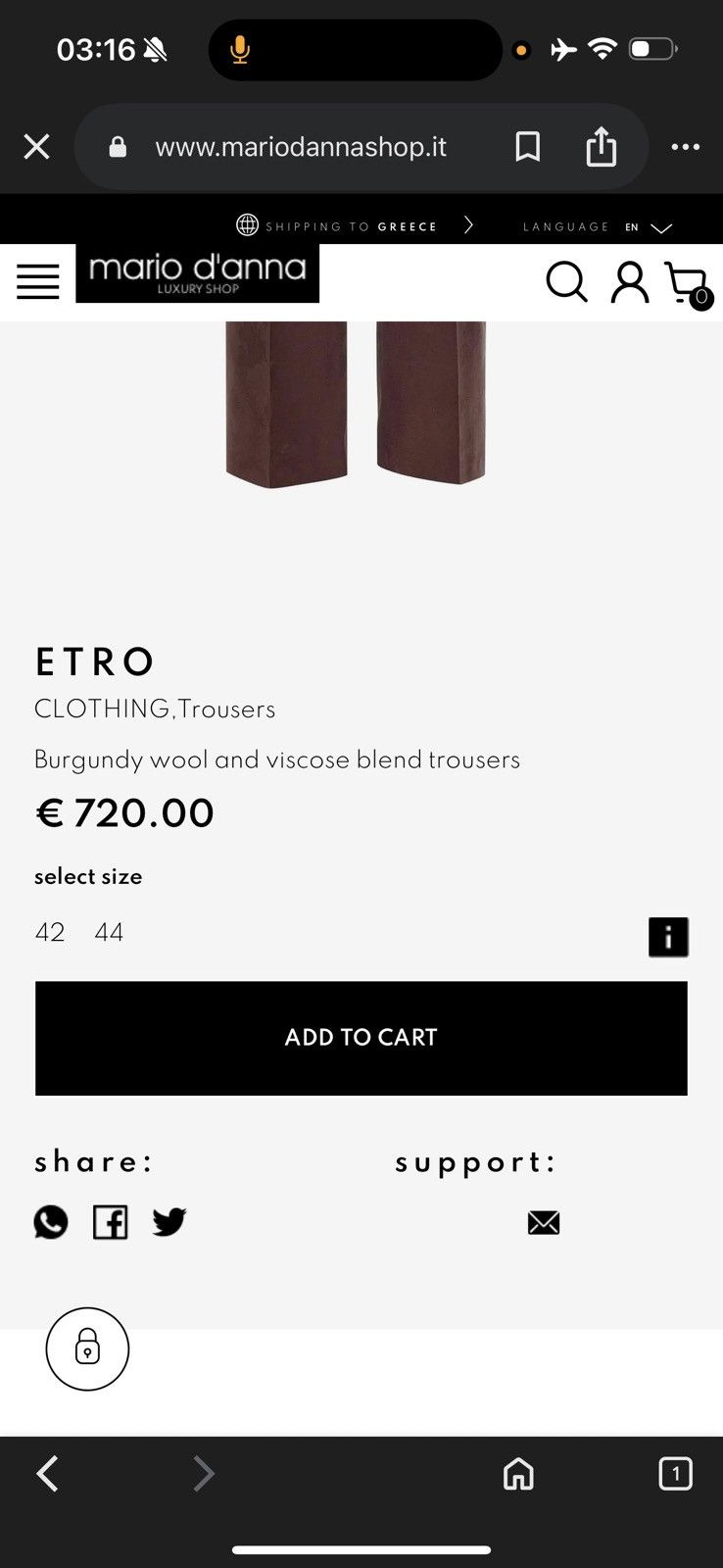 Etro Etro Burgundy wool and viscose blend trousers Size US 29 - 6 Thumbnail