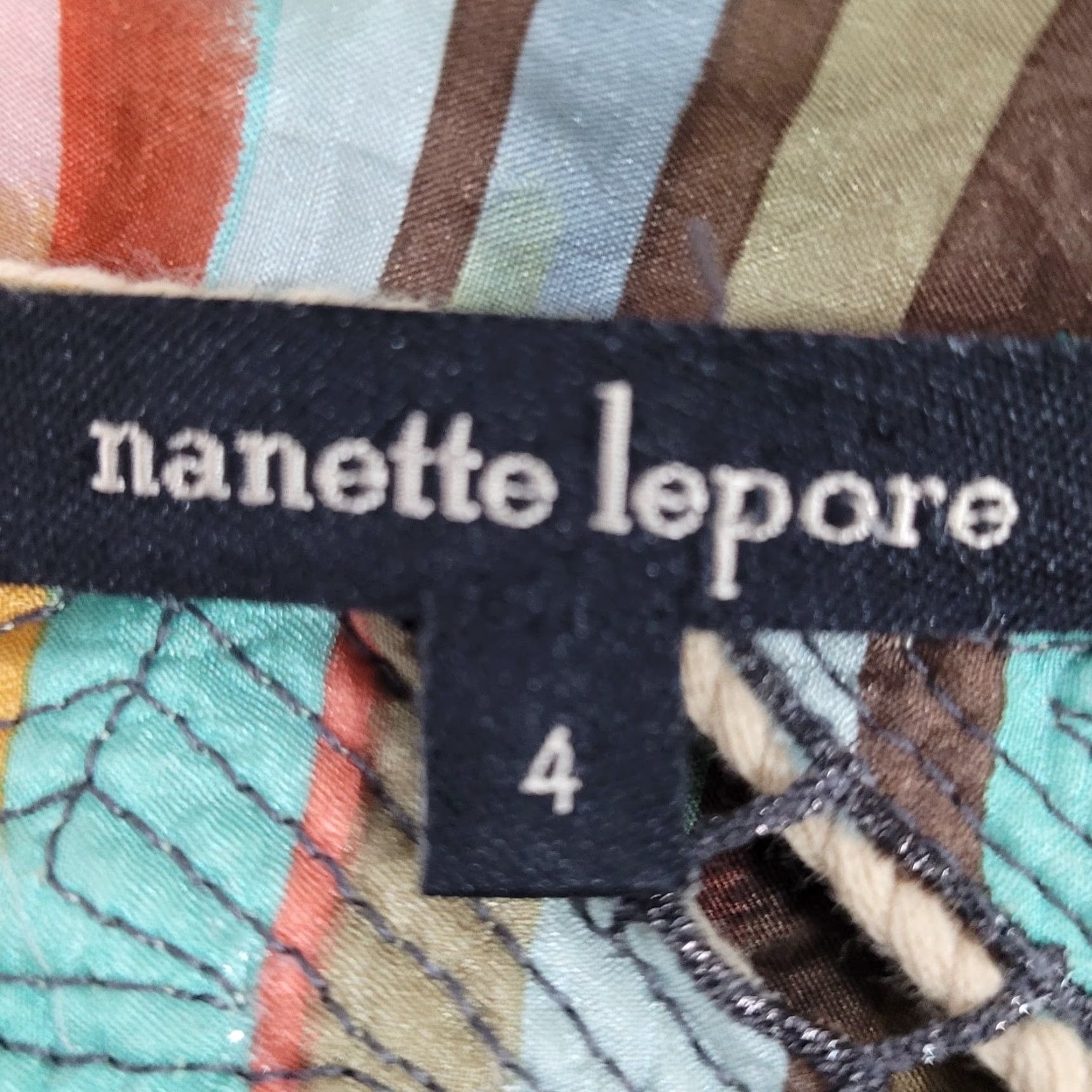 Nanette Lepore Nanette Lepore Multicolor Silk Shell Accents Striped Lightweight Dress 4 Shirt? Size S / US 4 / IT 40 - 3 Thumbnail