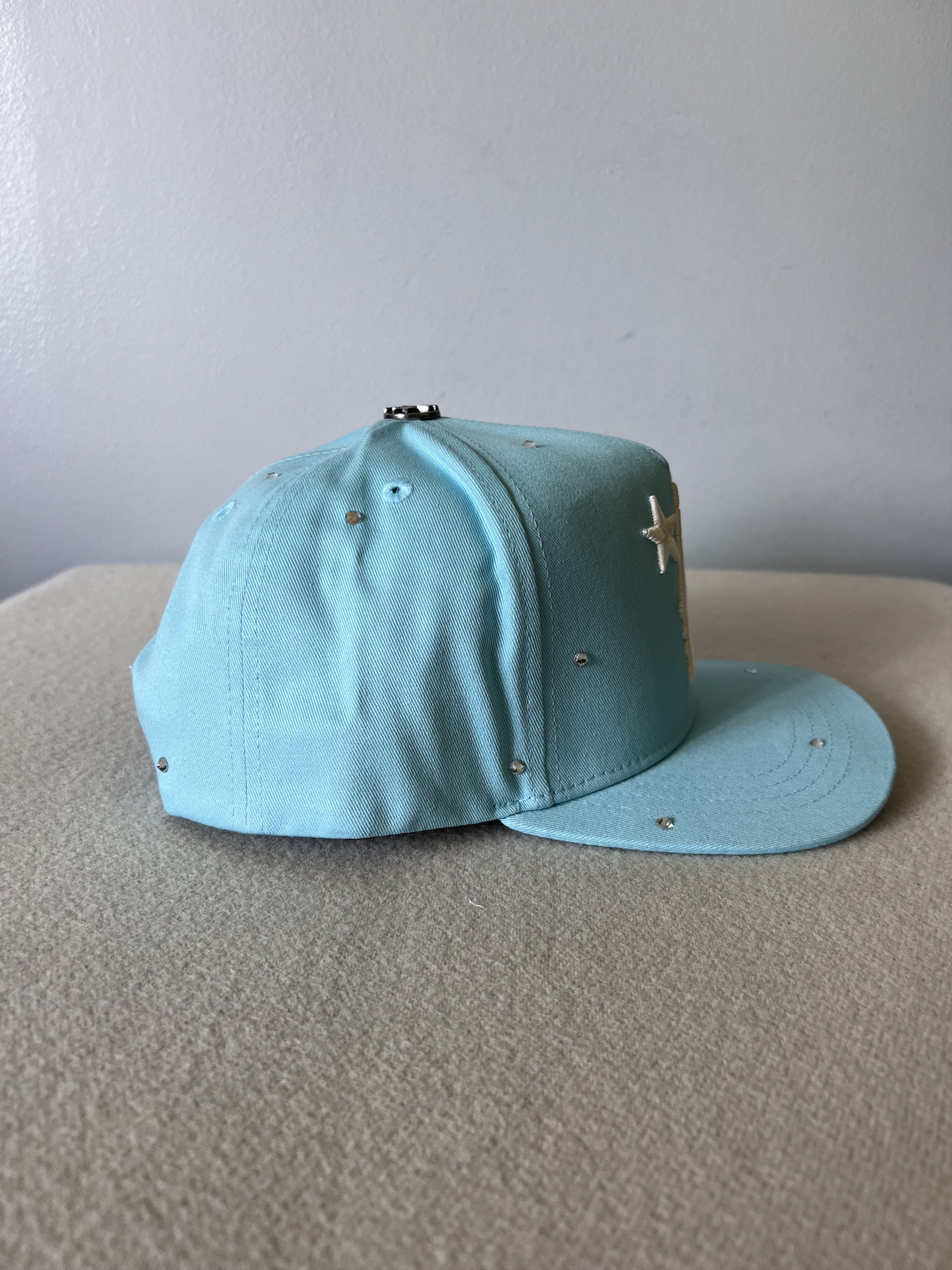 HELLSTAR Hellstar OG Logo Snapback Hat in Baby Blue Rhinestone Size ONE SIZE - 3 Thumbnail