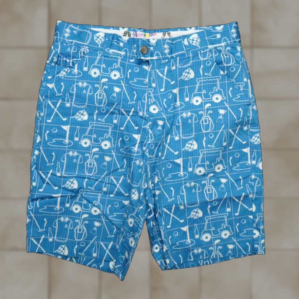 Vintage Royal & Awesome Shorts Mens 32 Blue Chino Stretch Regular Belt Loops Flat Front Pockets 9in Inseam Casual Size US 32 / EU 48 - 1 Thumbnail
