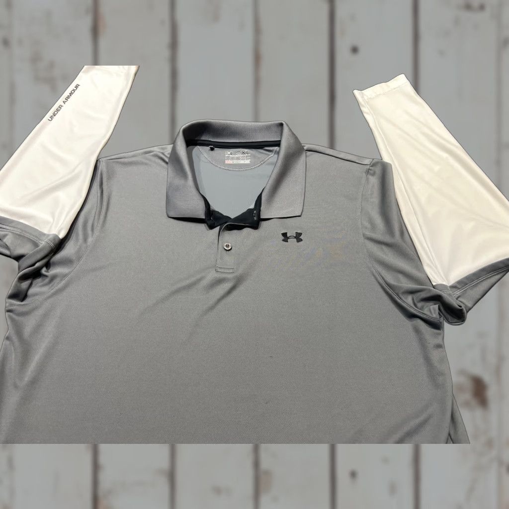 Under Armour **Under Armour Men's 2XL Gray Long Sleeve Polo Shirt UPF 50+ Loose Fit** User: Under Armour Men's 2XL Gray Long Sleeve Polo Shirt UPF 50+ Loose Fit Size US XXL / EU 58 / 5 - 1 Thumbnail