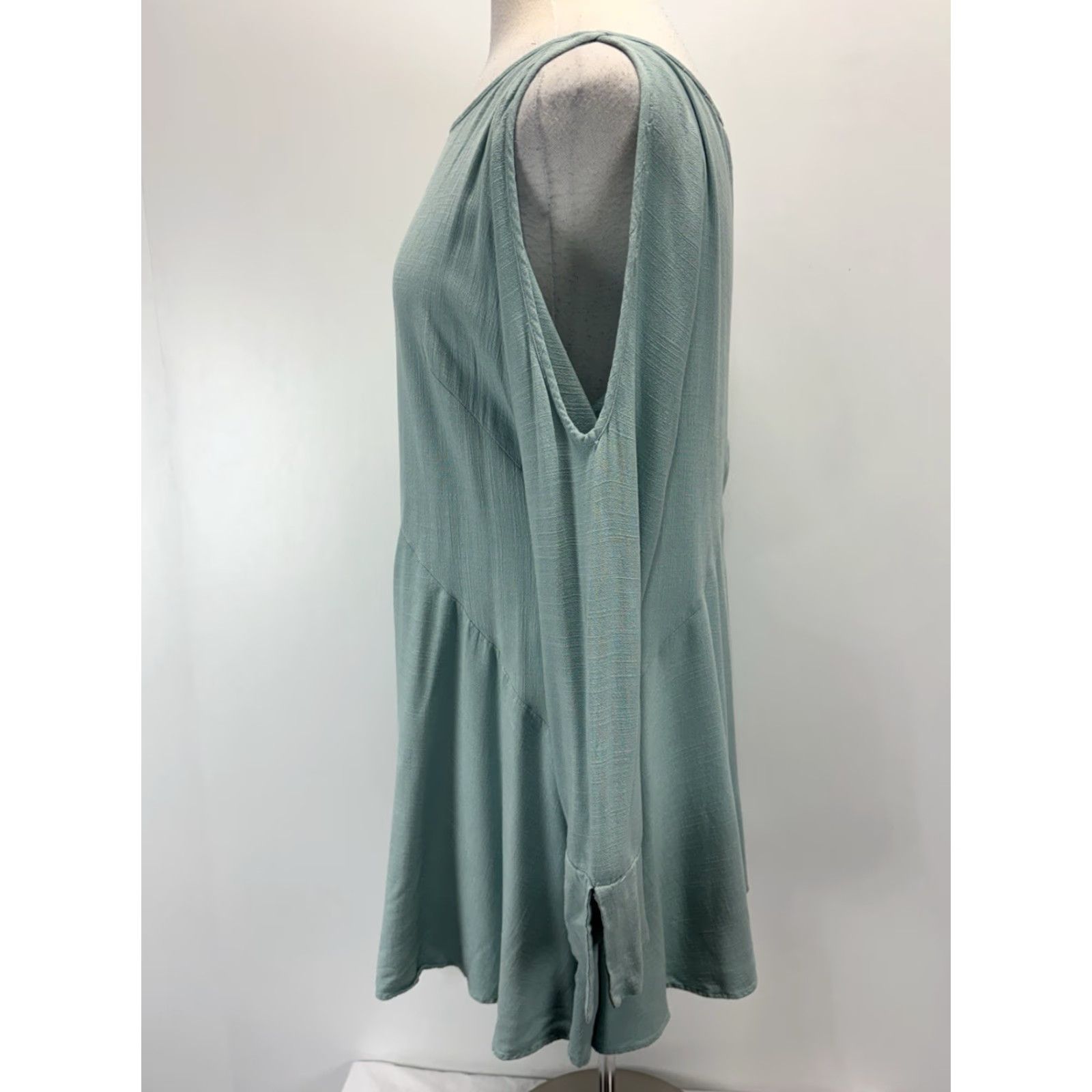 Free People FREE PEOPLE Asymmetrical Long Sleeve Tunic Dress Small Blue Green Womens Size S / US 4 / IT 40 - 2 Thumbnail