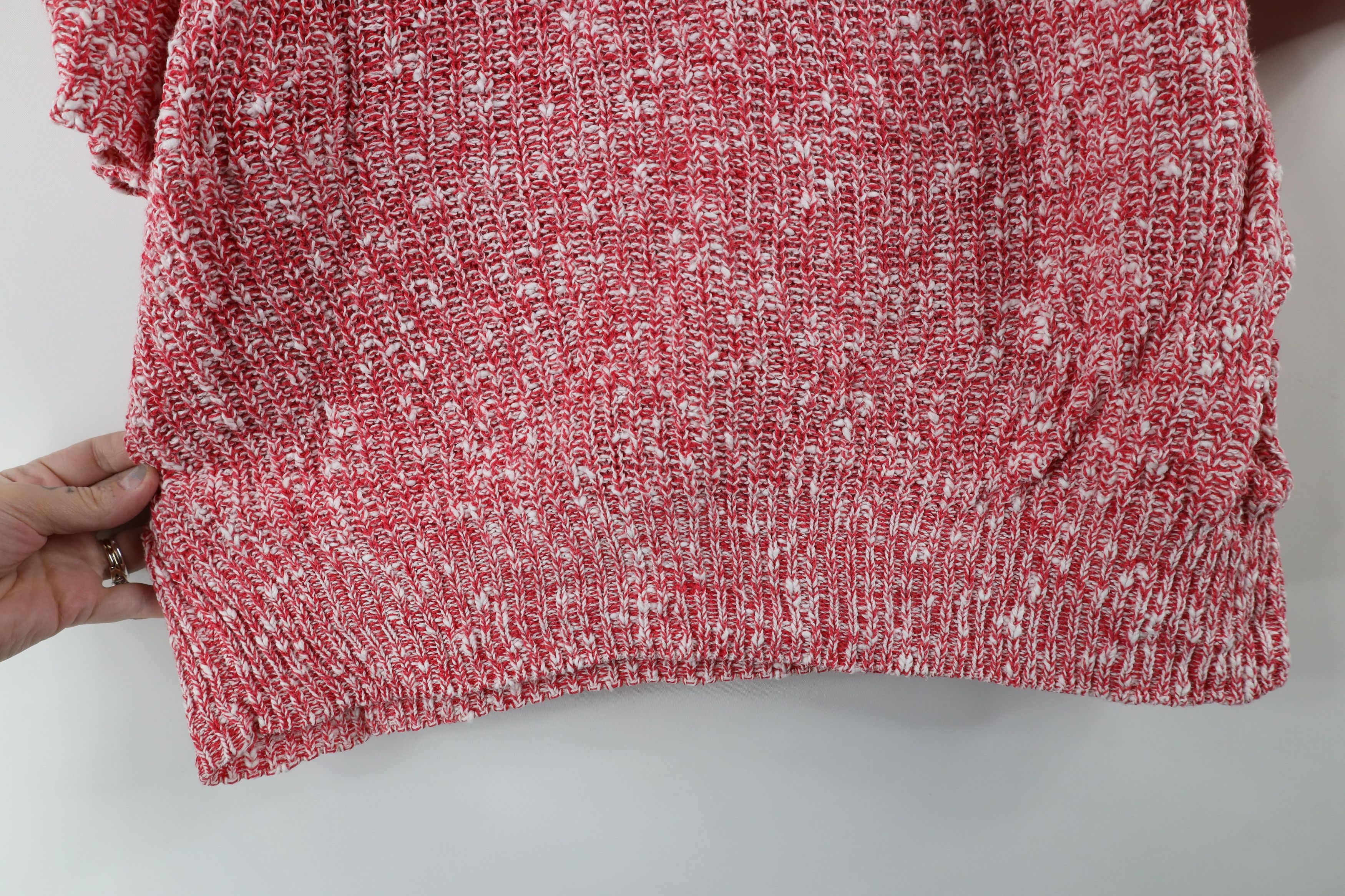 Vintage Vintage 90s Streetwear Ribbed Knit Short Sleeve Sweater Red Size L / US 10 / IT 46 - 9 Thumbnail
