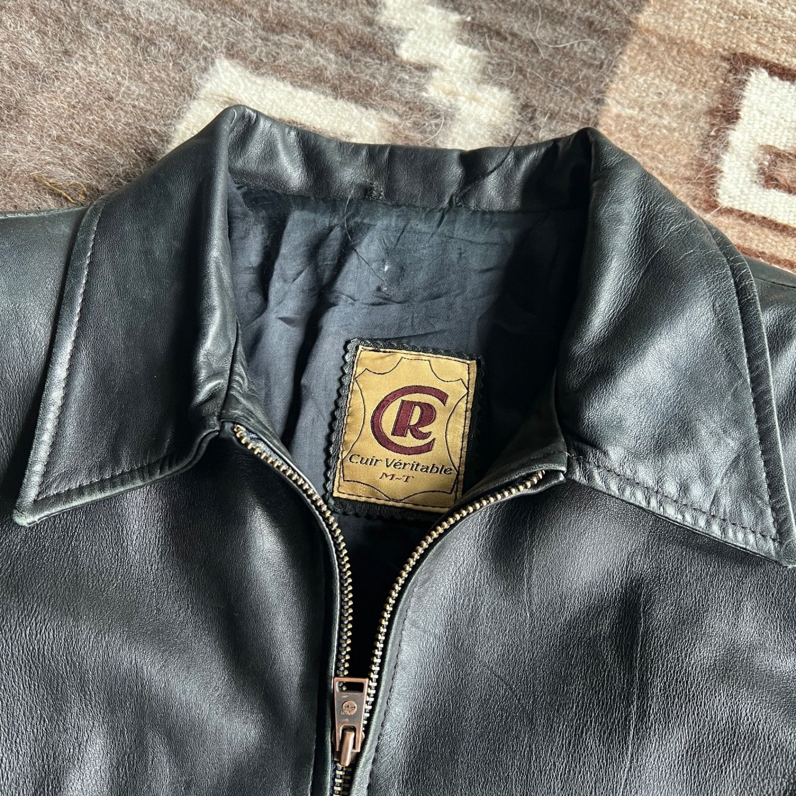 Genuine Leather Vintage French European Leather Minimalist Jacket 9908AC Size L / US 10 / IT 46 - 6 Thumbnail