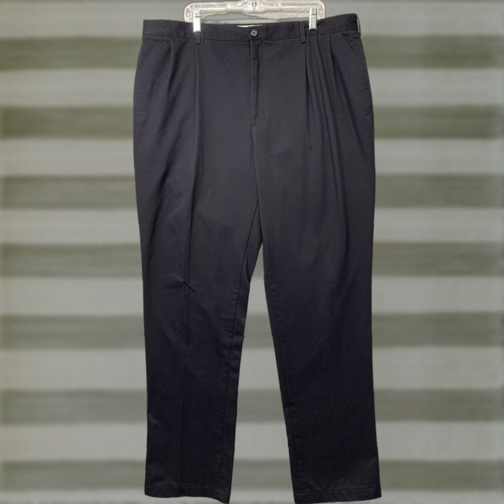 Lands' End Lands' End Dress Pants Men 42T Dark Blue Traditional Fit Straight Leg 100% Baumwolle/Cotton Slash Pockets Regular 42 Long Mens Size US 42 / EU 58 - 1 Thumbnail