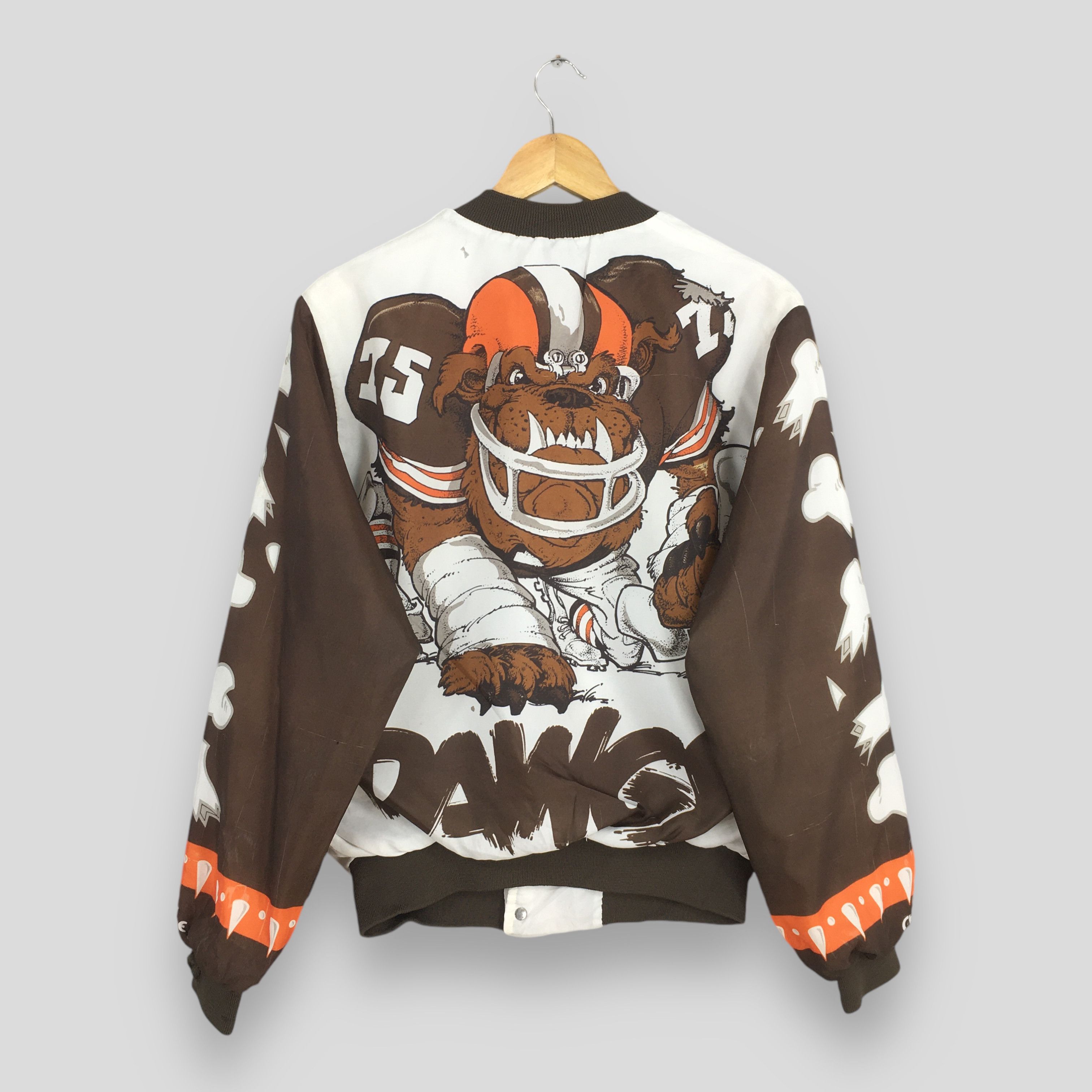 Chalk Line Vintage 90s Cleveland Browns Dawgs NFL Varsity Jacket Medium Size US M / EU 48-50 / 2 - 1 Thumbnail