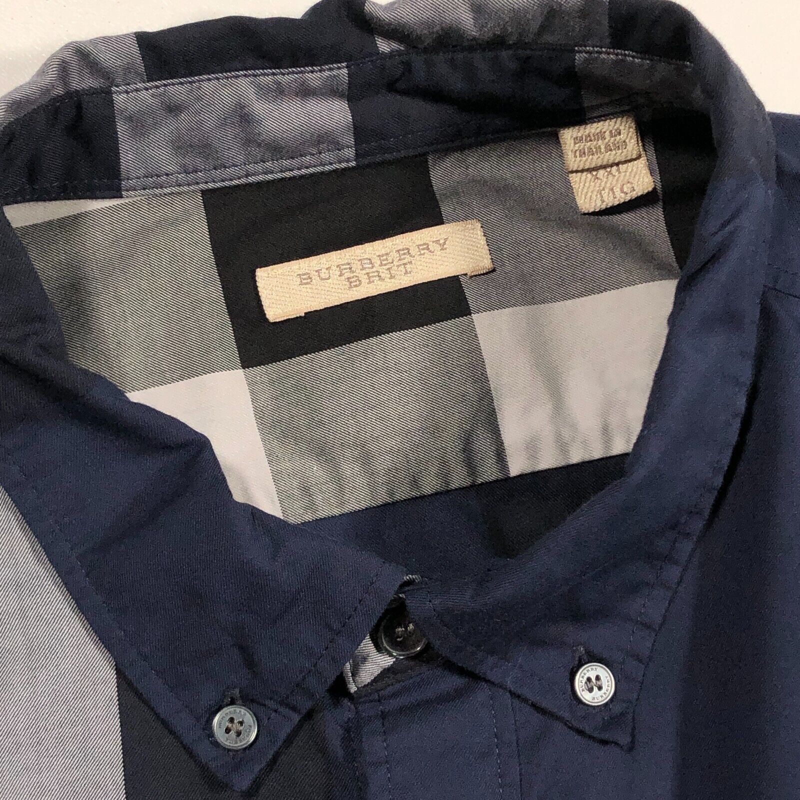 Burberry × Designer × Vintage Burberry Brit Navy Tartan Checks Button Down Shirt size XXL Size US XXL / EU 58 / 5 - 5 Thumbnail