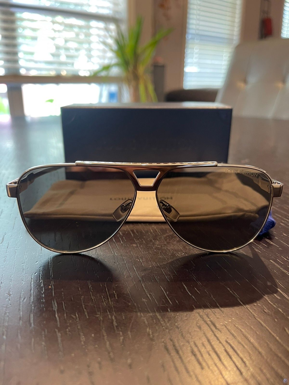 Louis Vuitton 1.1 Evidence Metal Pilot Sunglasses, Black, One Size