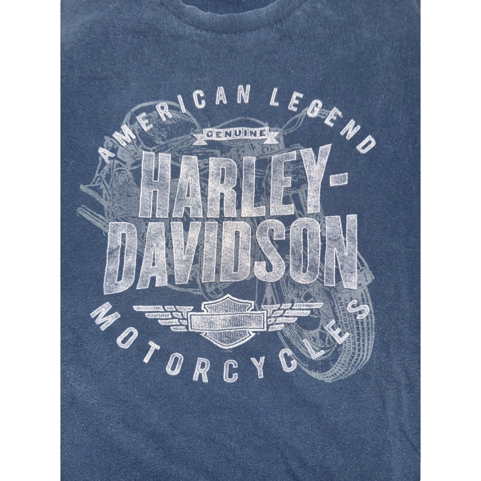 Harley Davidson VINTAGE Harley-Davidson T-Shirt XL Blue Men Graphic Print Short Sleeve Crew Neck 23x27 Biker USA Wisconsin Oconomowoc 2-Sided Size US XL / EU 56 / 4 - 2 Thumbnail
