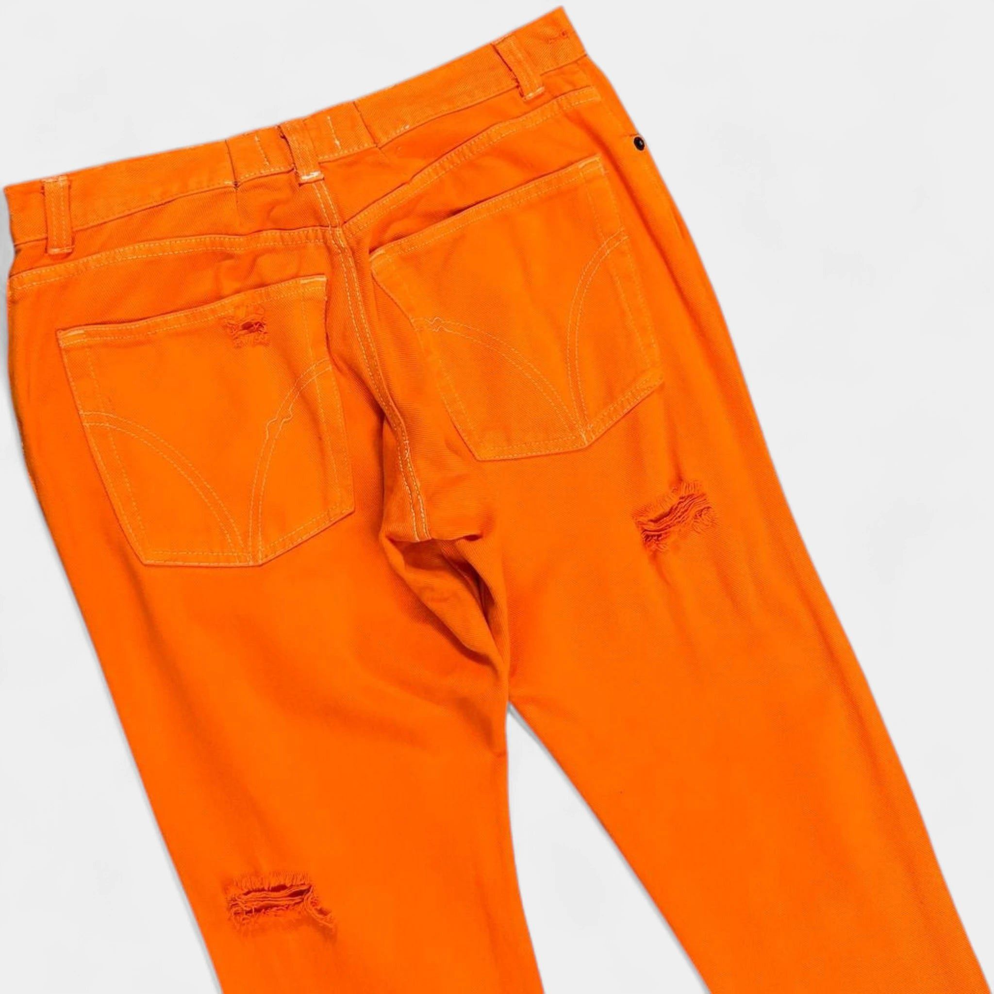 Dolce & Gabbana Dolce & Gabbana Orange Distressed Straight Leg Pants Size US 30 / EU 46 - 6 Thumbnail