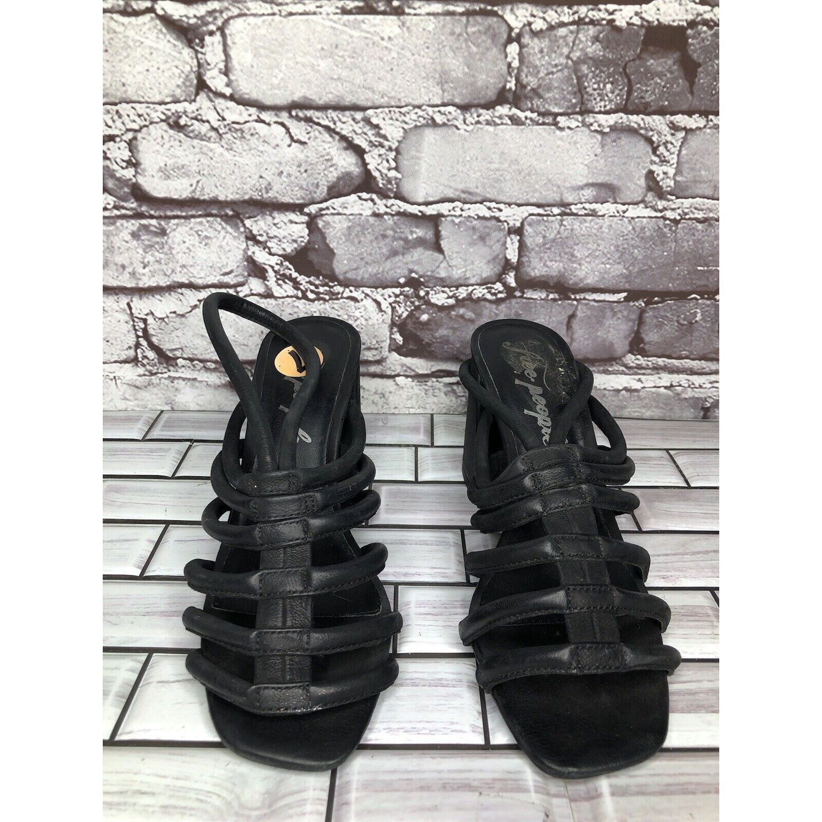 Free People Free People Black Leather Cuban Heel Cage Strappy Sandals Wo Size US 7 / IT 37 - 15 Thumbnail