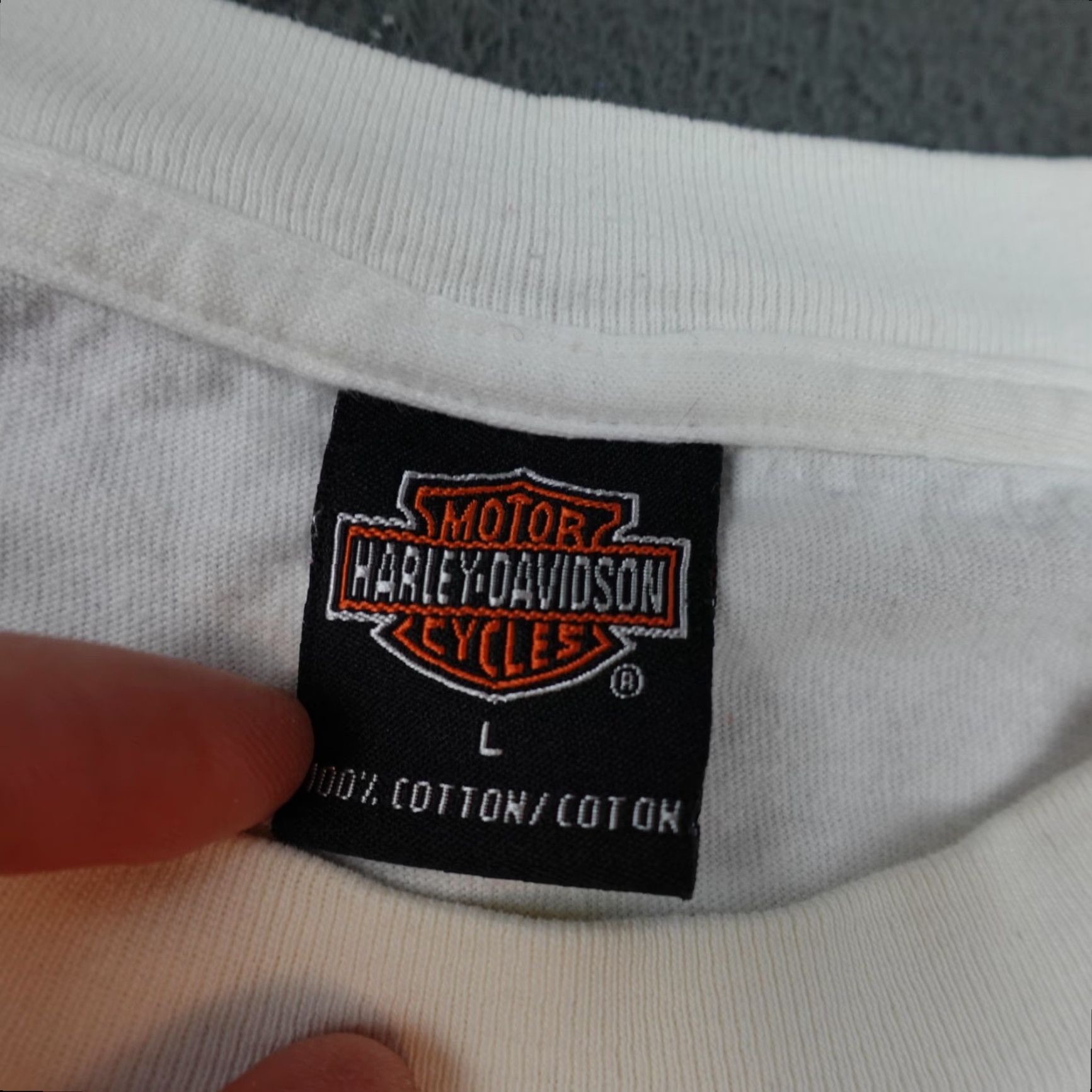 Harley Davidson VINTAGE Harley-Davidson Shirt Mens Large White Born To Ride Eagle Wyoming 2001 Size US L / EU 52-54 / 3 - 4 Thumbnail