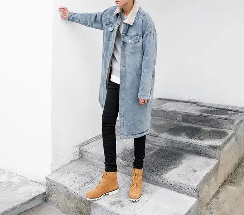 VIBE Thick Long Fleece Cuff Oversized Denim Coat Size US L / EU 52-54 / 3 - 5 Thumbnail