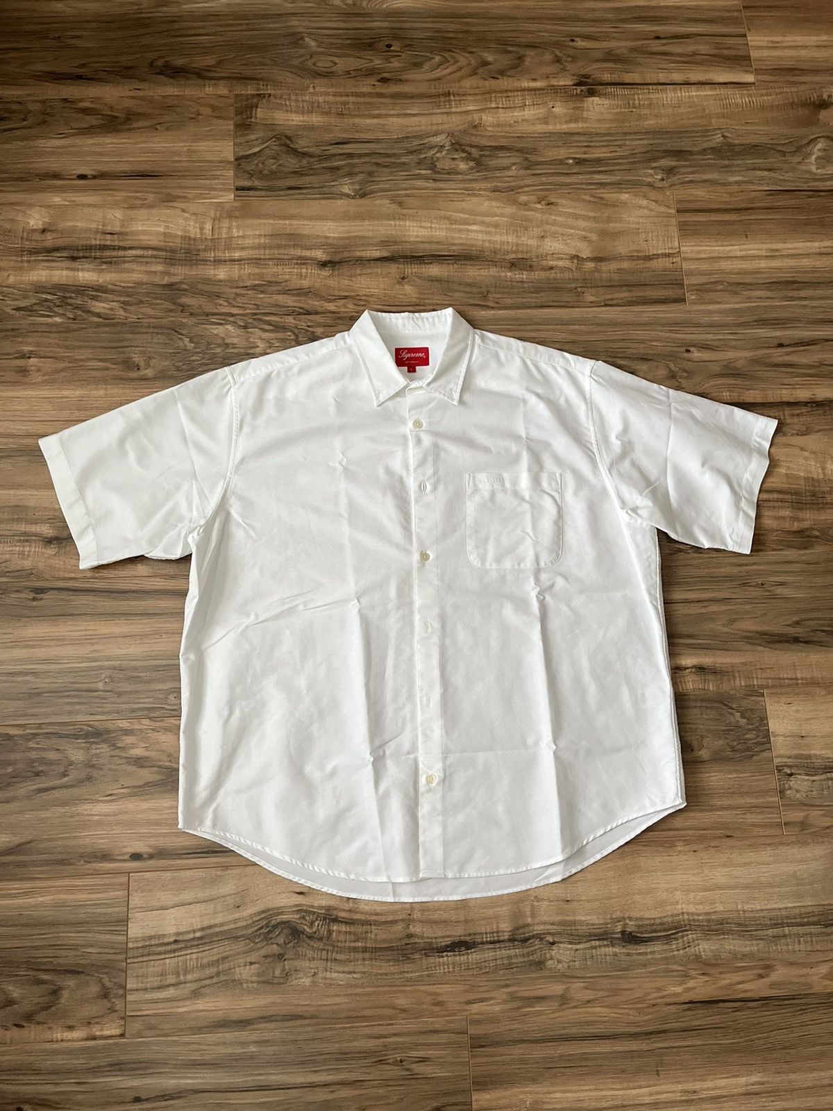 image of Supreme Loose Fit S/s Oxford Shirt in White, Men's (Size Large)