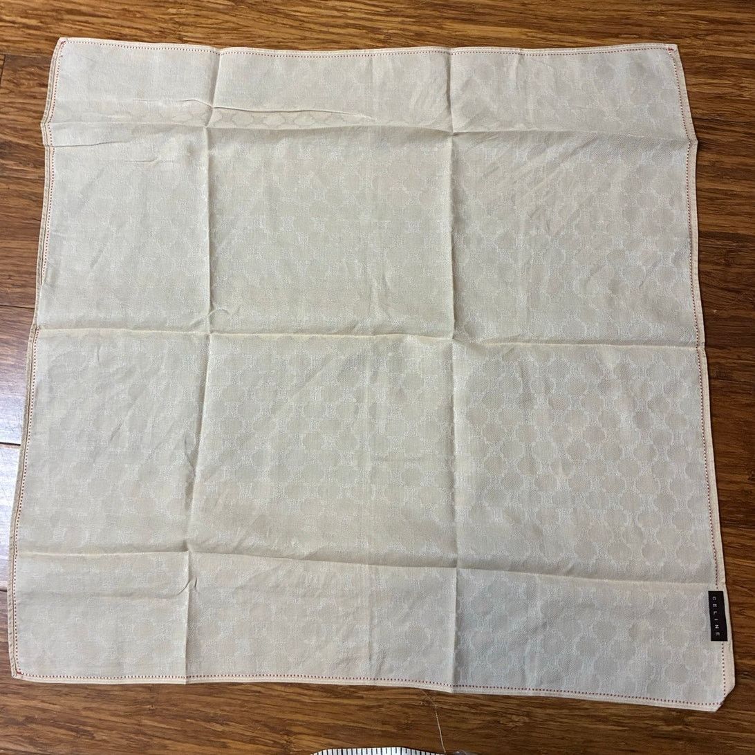 Celine Celine Ivory Monogram Cotton Handkerchief Red Trim Size ONE SIZE - 2 Thumbnail