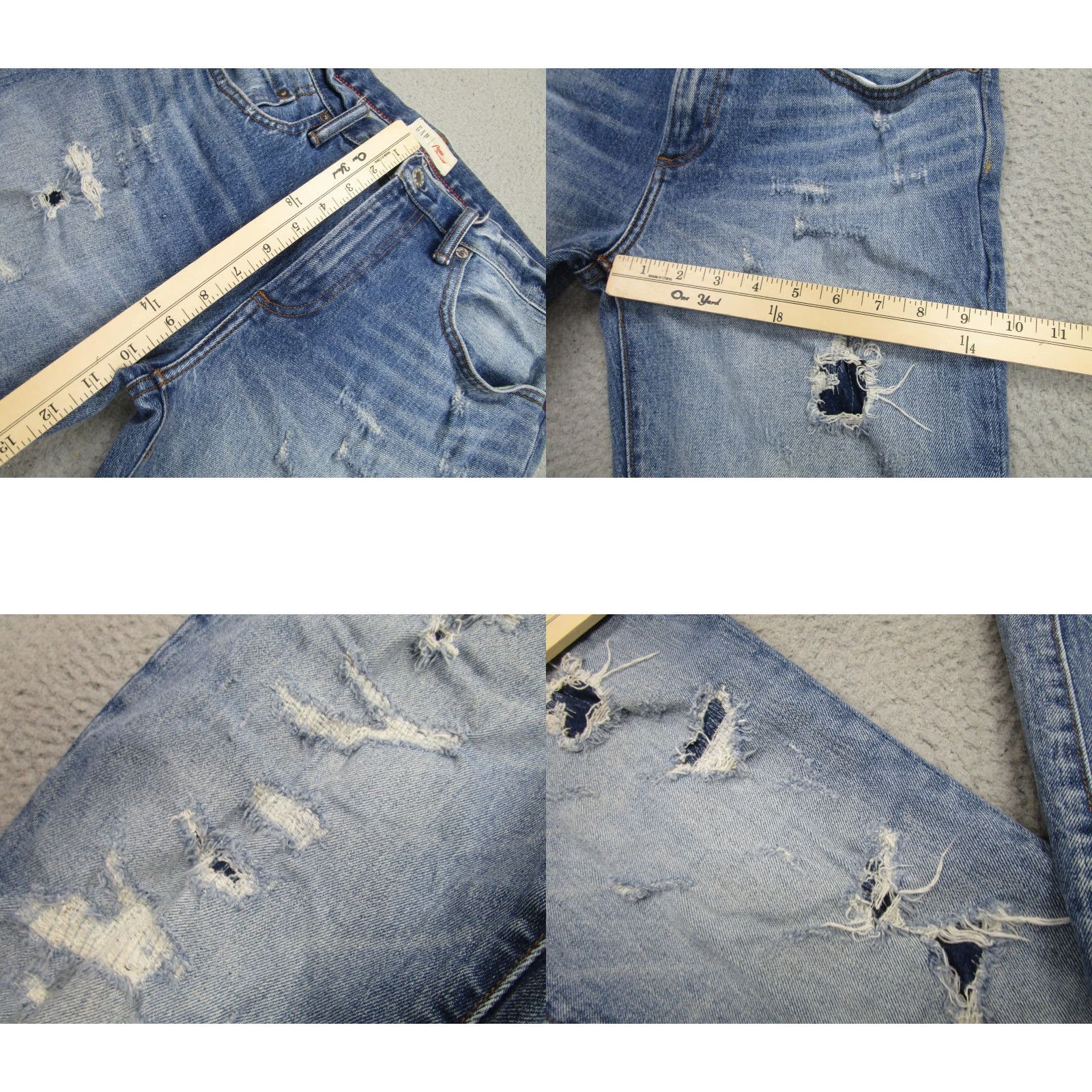 Gap VINTAGE Gap Cone Denim Jeans Mens 31x34 Slim Skinny Denim Blue Distressed Patchwork Redline Repair Size US 31 - 8 Thumbnail