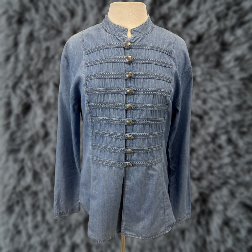 J.McLaughlin J. McLaughlin Chambray Tunic Shirt Sz 14 Women’s Blue Button Up Denim Look Womens Size XL / US 12-14 / IT 48-50 - 1 Thumbnail