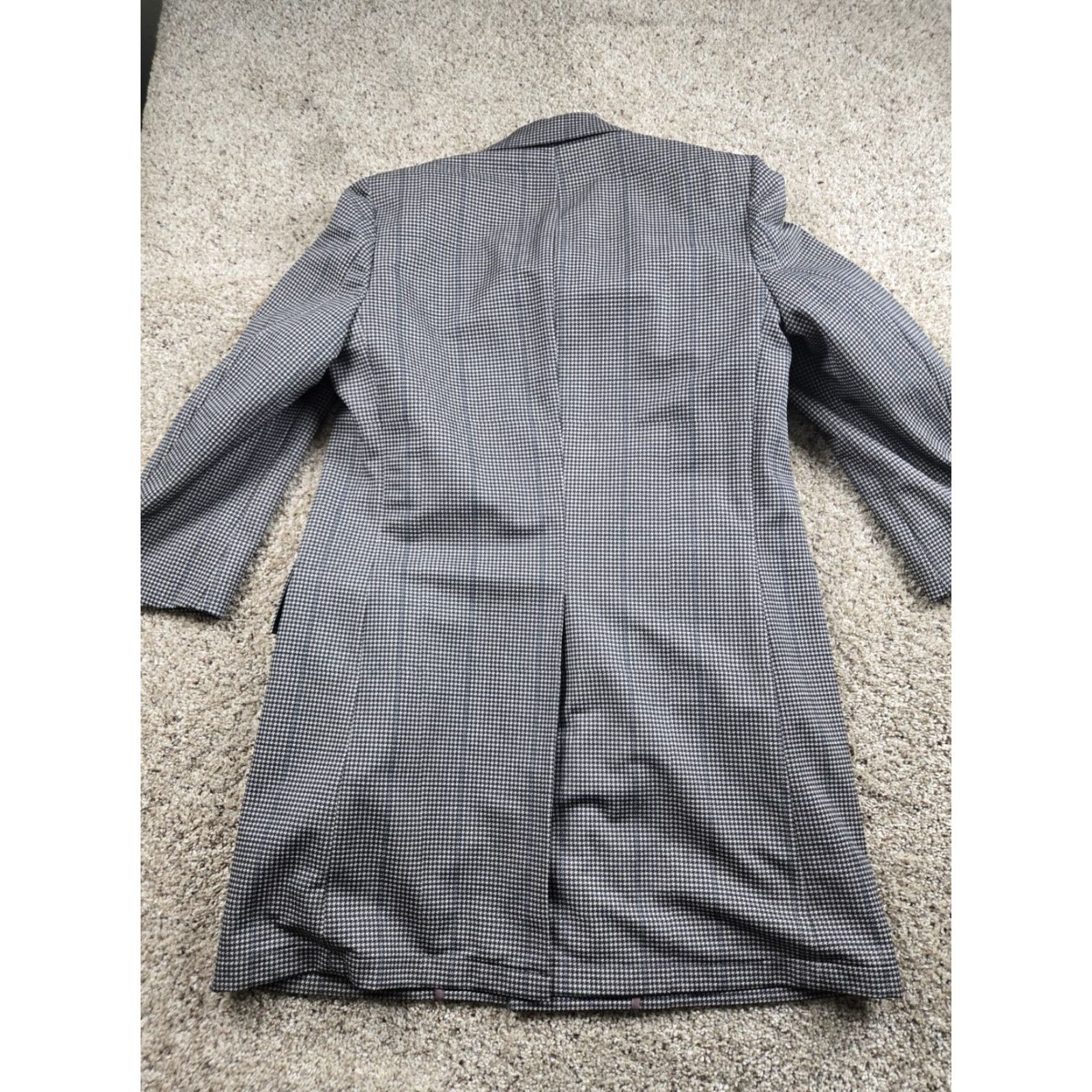 Sears Vintage Sears Travelknit Blazer Jacket 40R Gray Houndstooth Overcoat 70s Mens Size 40R - 6 Thumbnail