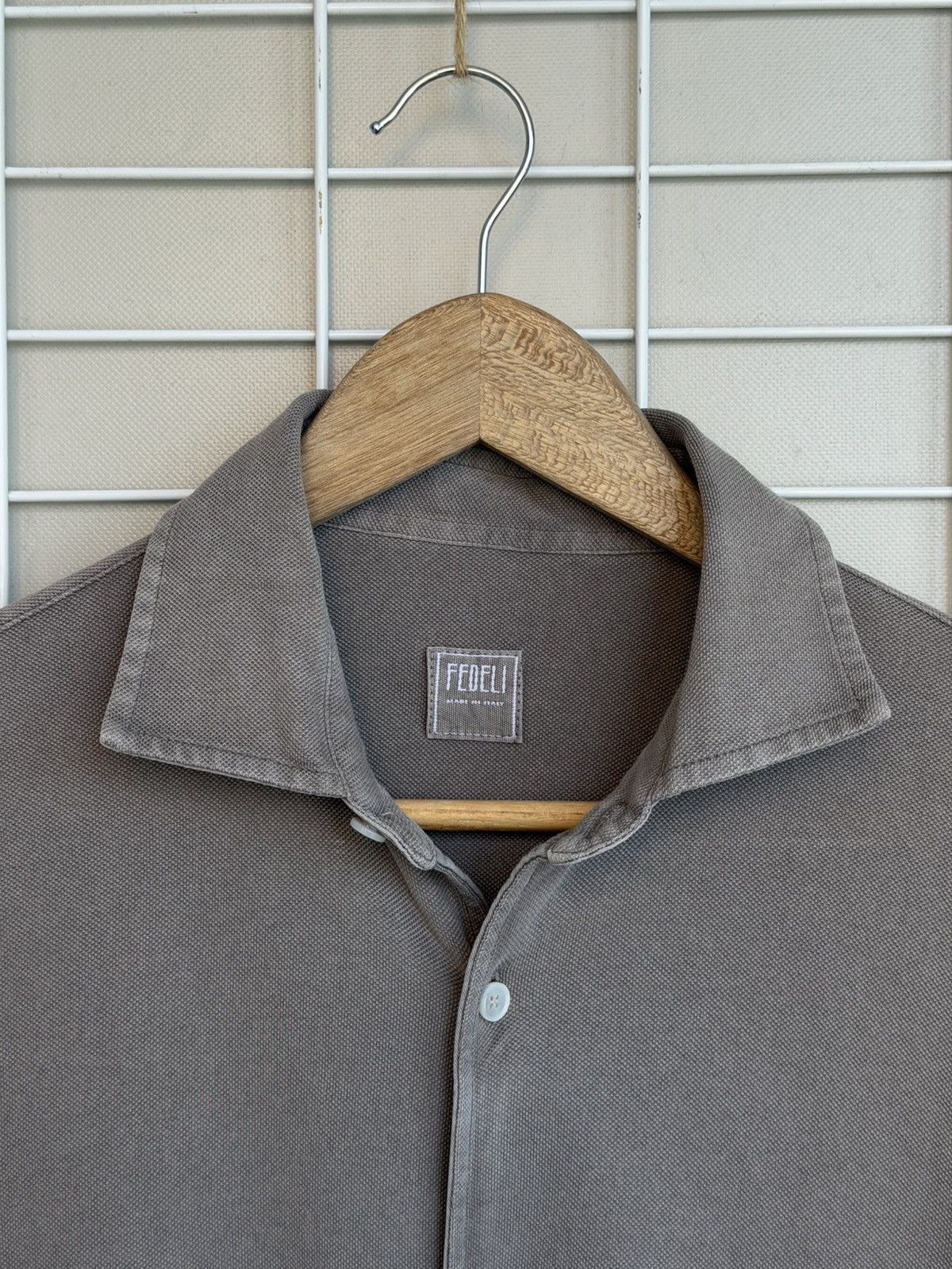 Fedeli Fedeli Pique Button Shirt Mens Size 52 or M Chambray Size US M / EU 48-50 / 2 - 10 Thumbnail