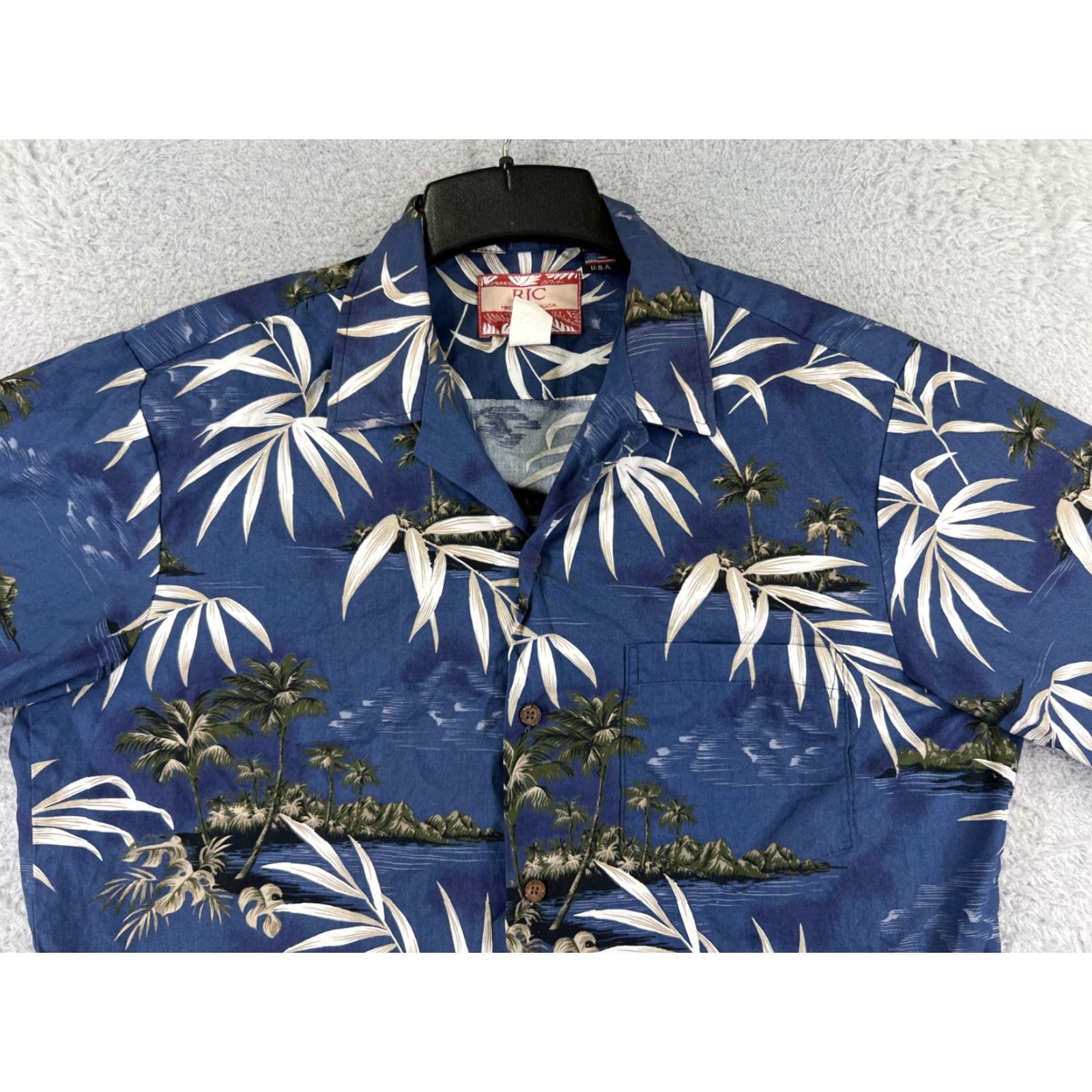 Vintage RJC Shirt Men Large Blue Floral Bamboo Island Pattern 100% Cotton Hawaiian Beach Size US L / EU 52-54 / 3 - 6 Thumbnail
