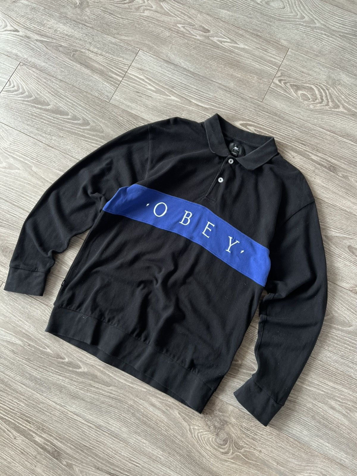 Japanese Brand × Obey ‼️Obey Worldwide Authentic Big Logo Polo Neck Long Sleeve Tee Size US S / EU 44-46 / 1 - 13 Thumbnail