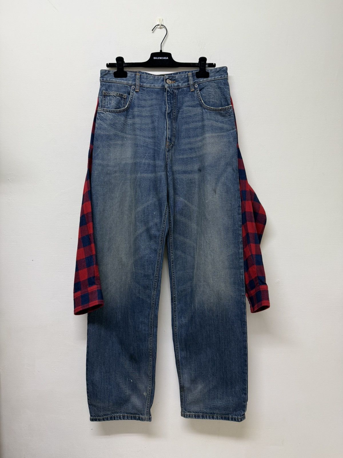 Balenciaga Balenciaga Hybrid Shirt Wide Leg Jeans Size US 33 - 1 Thumbnail