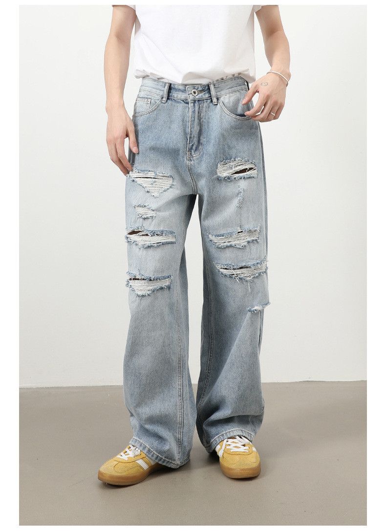Japanese Brand American retro washed ripped jeans for men Size US 32 / EU 48 - 2 Thumbnail