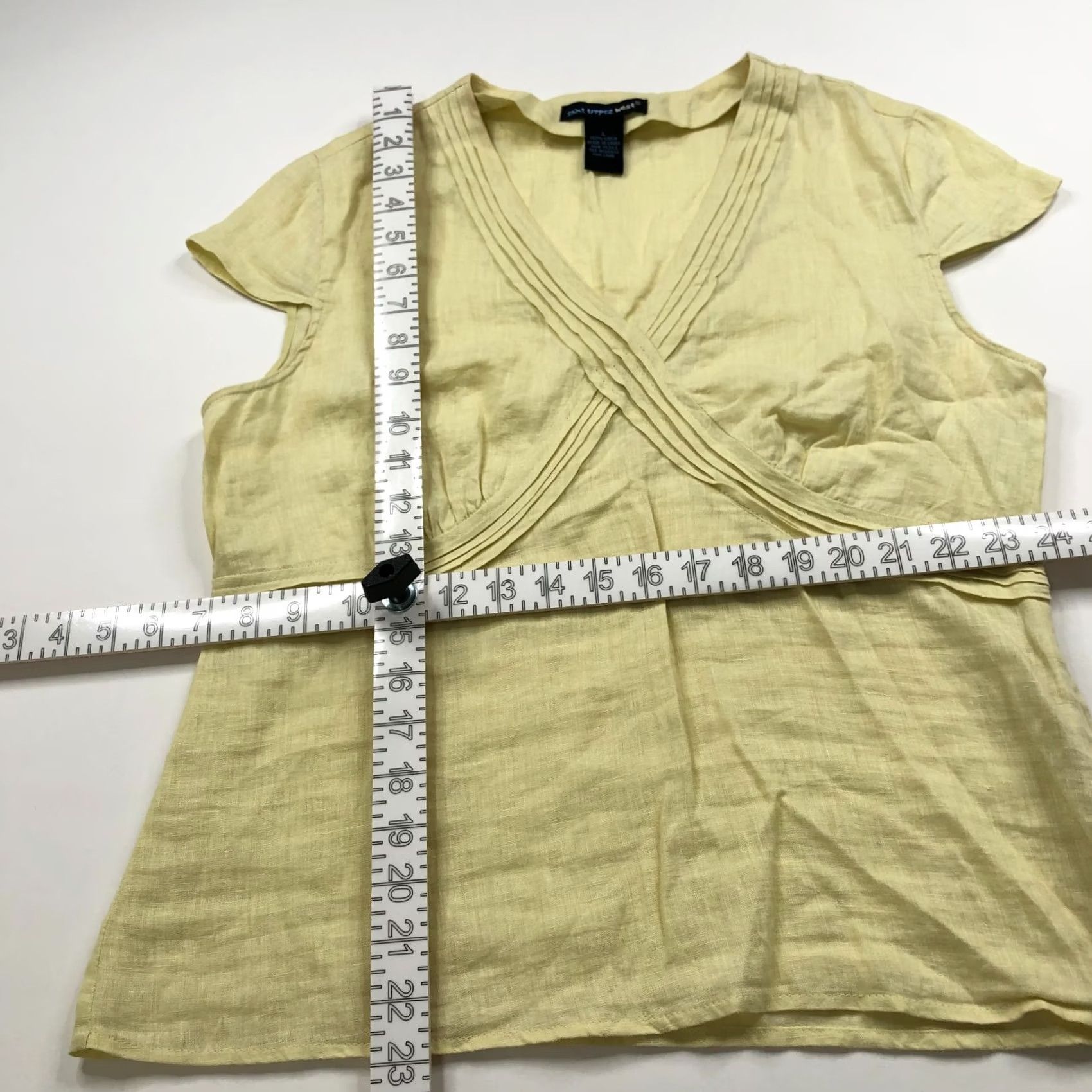 Vintage Saint Tropez West LS 100% Linen Y2K Zip Pullover Top Shirt Blouse Yellow Size L / US 10 / IT 46 - 3 Thumbnail