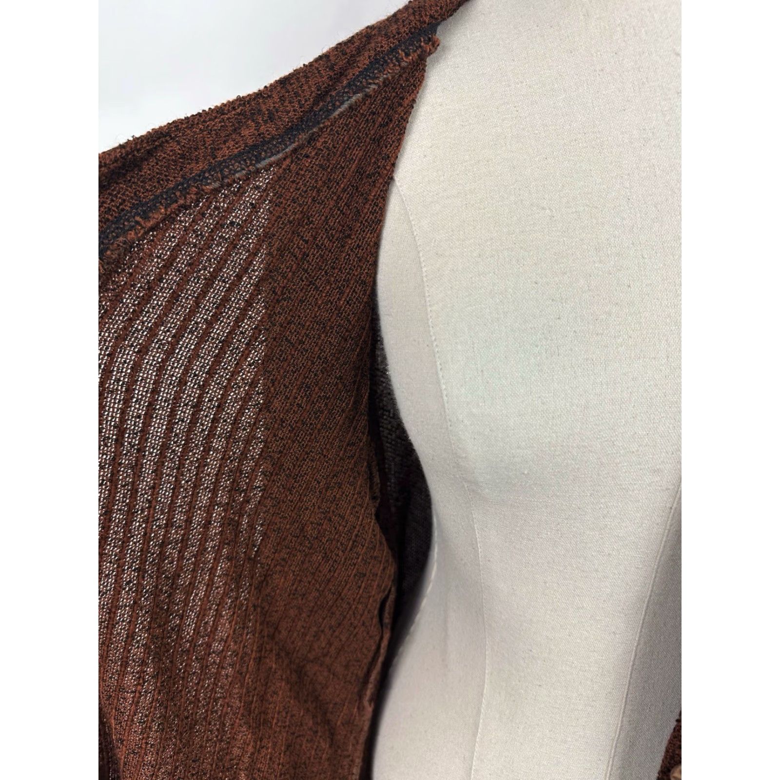 Vintage VINTAGE Cynthia Max Cardigan Womens L Brown Ochre Open Knit 90s Bohemian Size L / US 10 / IT 46 - 6 Thumbnail