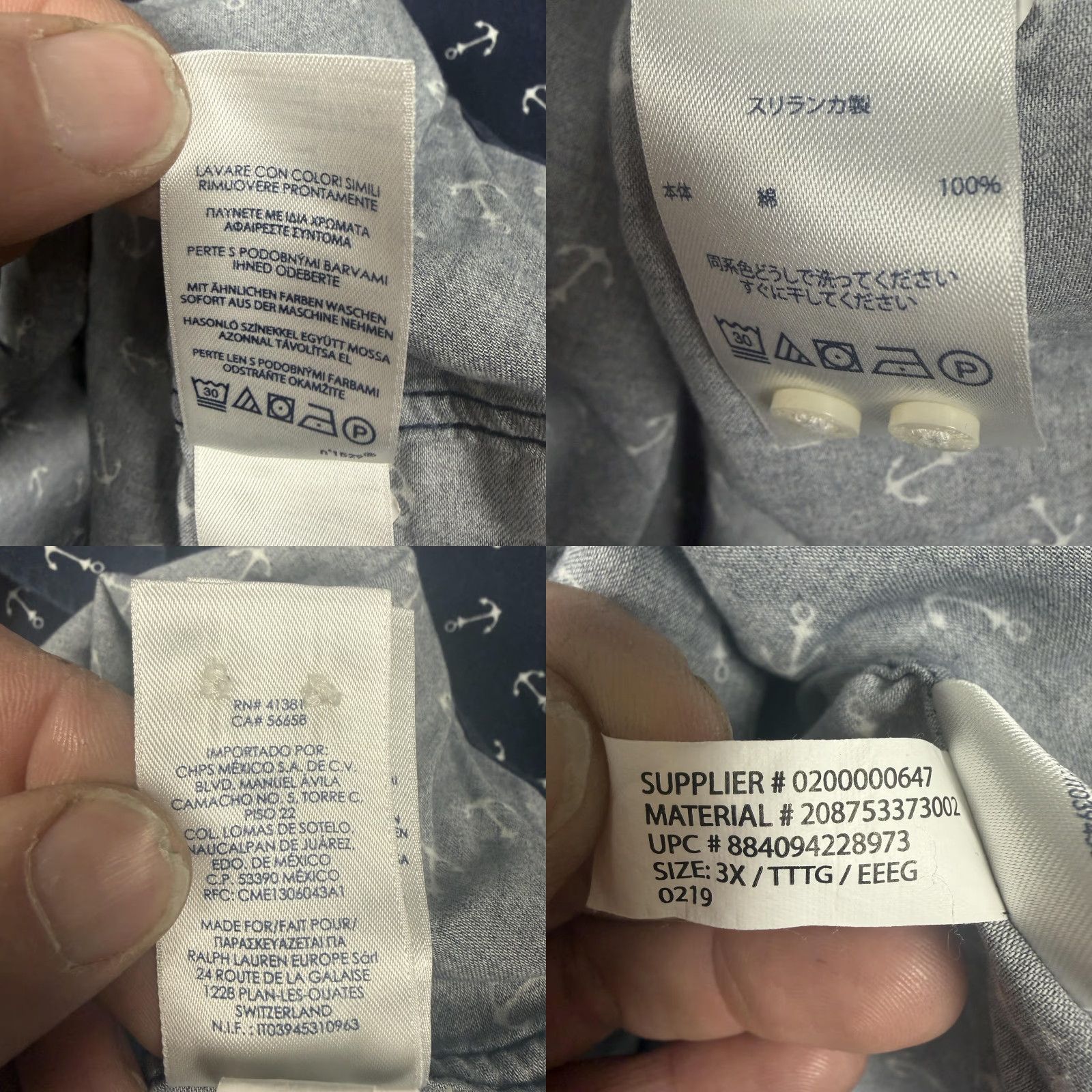 Chaps Chaps Shirt 3X Plus Blue Button-Up Cotton Nautical Anchor Graphic Print Non-Iron Casual Resort Coastal Preppy Layering Womens Size XXL / US 16-18 / IT 52-54 - 8 Thumbnail