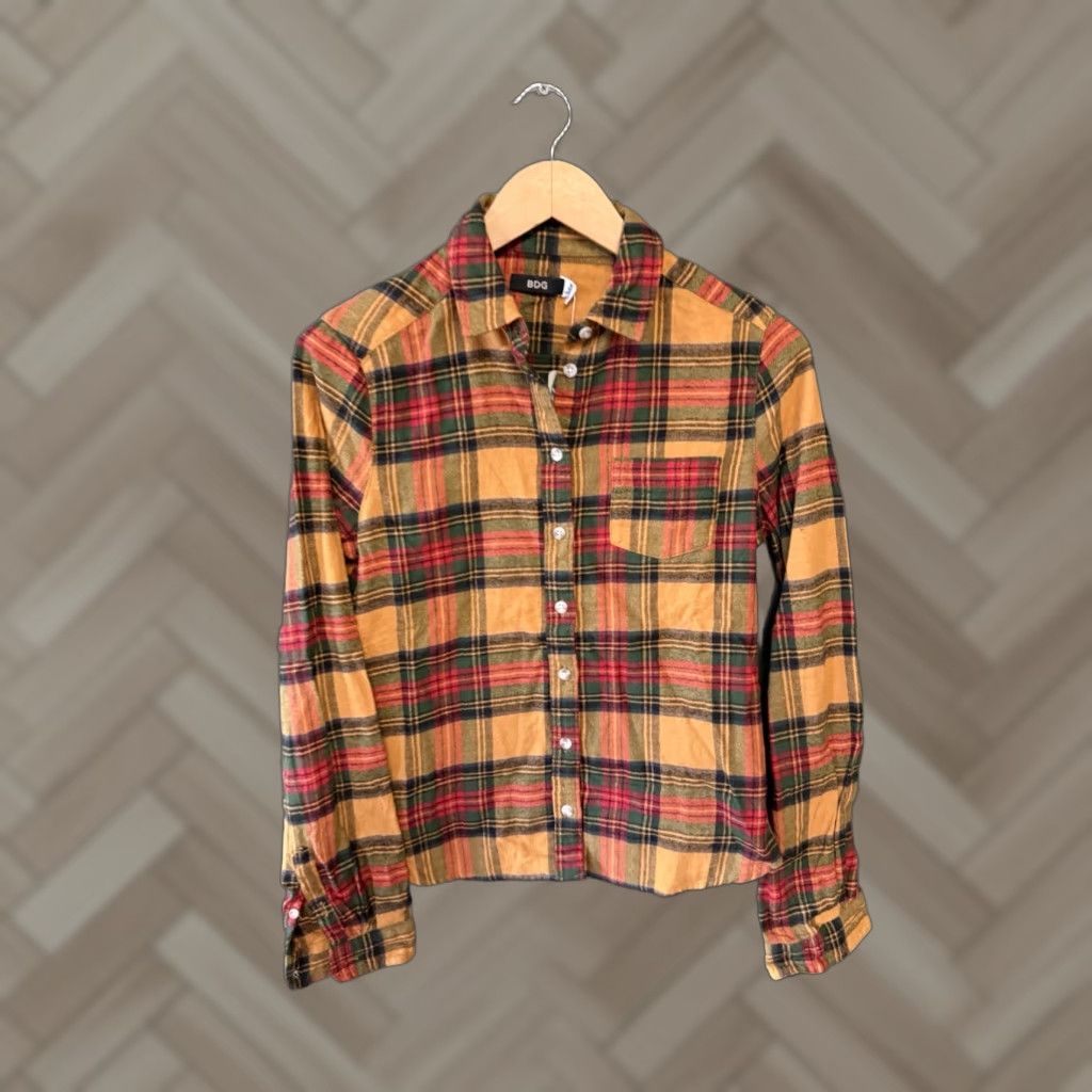 Bdg BDG Womens Plaid Shirt Long Sleeve Button-Up Flannel Yellow Size S NWT Size S / US 4 / IT 40 - 1 Thumbnail