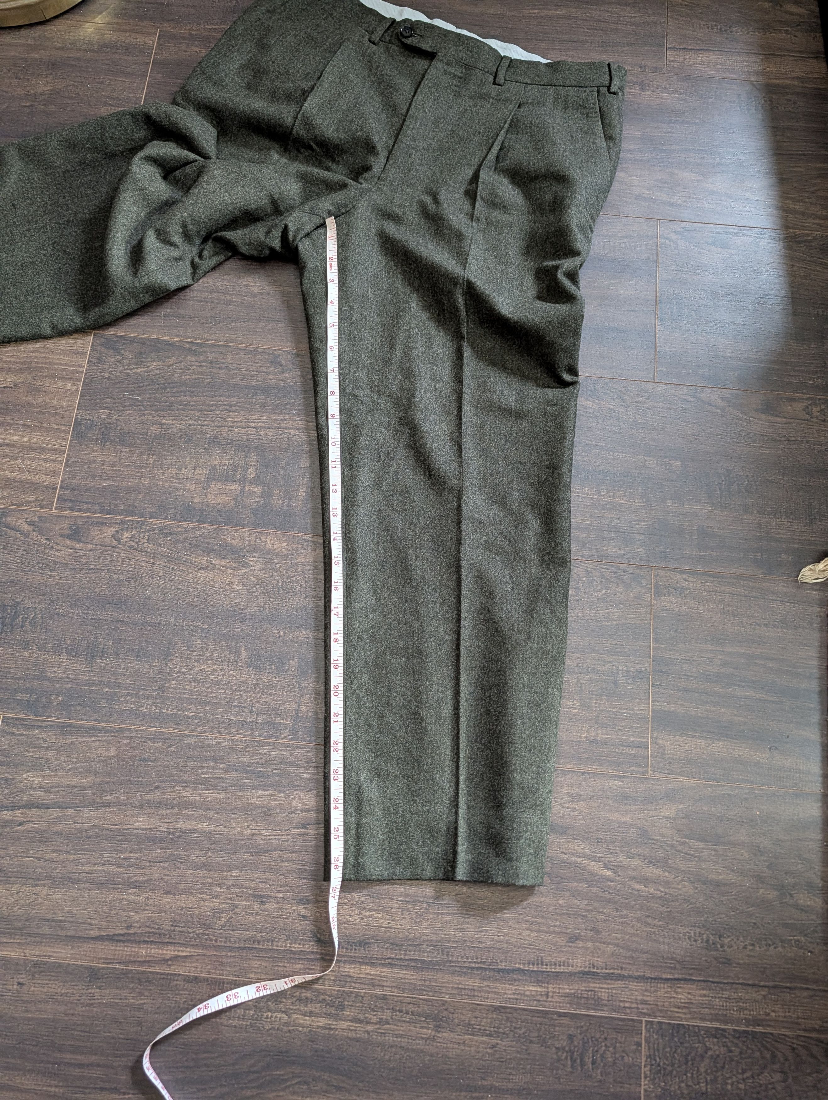 Palmer Trading Company PALMER LONDON green flannel Super 100s wool pants Size US 34 / EU 50 - 13 Thumbnail