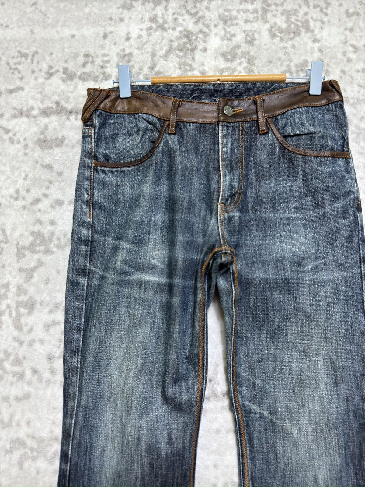 Hysteric Glamour Vintage Y2k Men’s Bigi Blue Denim Jeans Leather Waist Detail Size US 30 / EU 46 - 4 Thumbnail