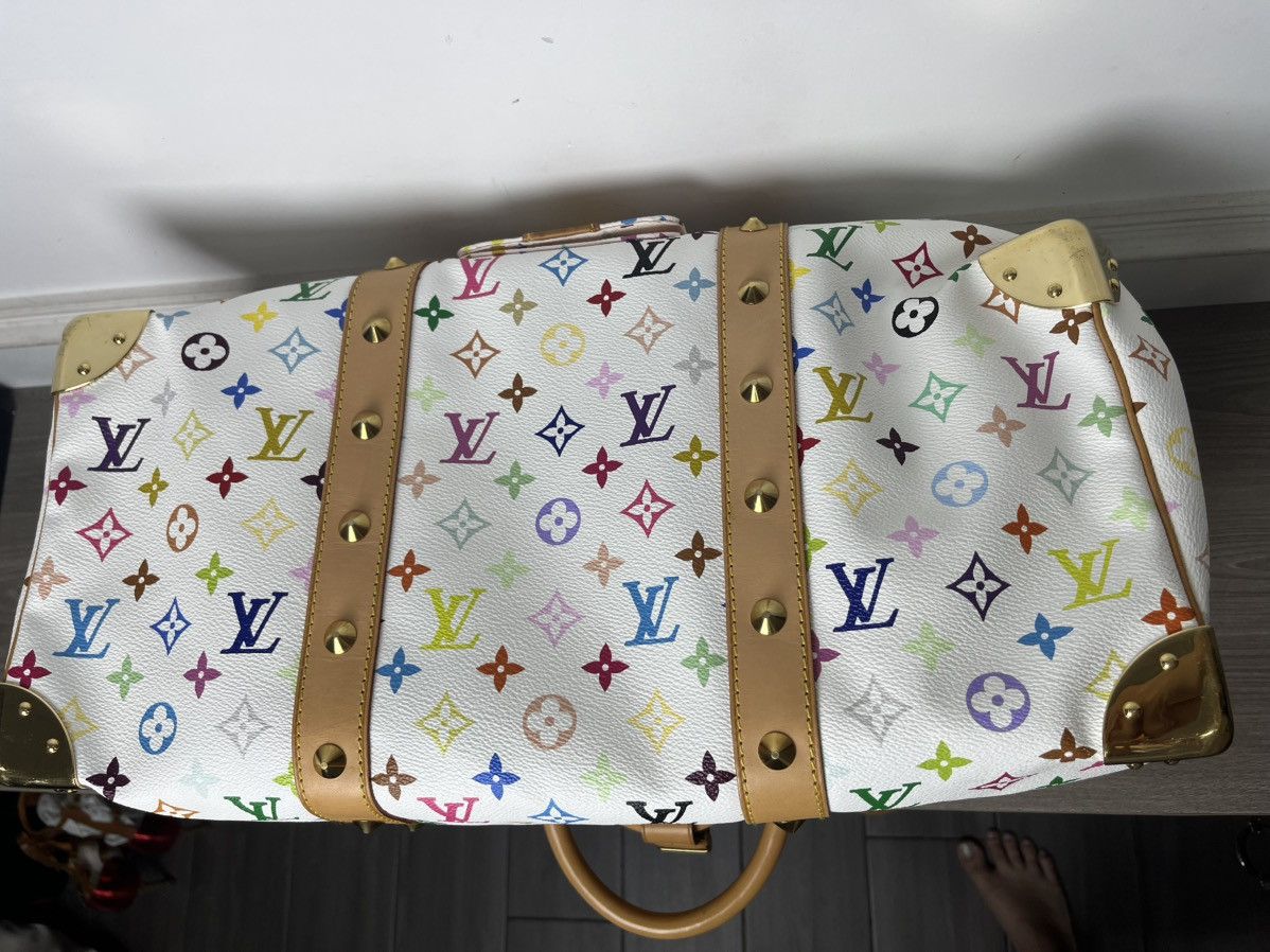 Louis Vuitton Louis Vuitton White Murakami Monogram Keepal 45 Size ONE SIZE - 3 Thumbnail