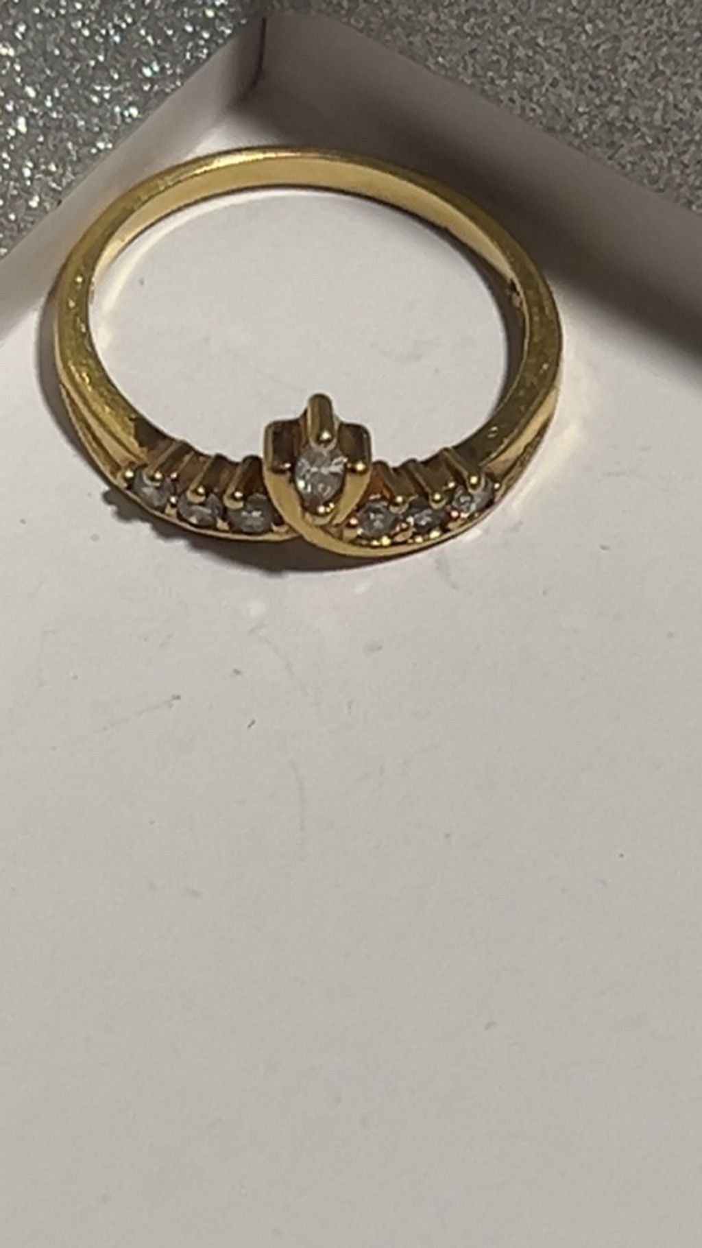 The Unbranded Brand Gold Tone Ring with Clear Stones maybe real not sure Size ONE SIZE - 3 Thumbnail