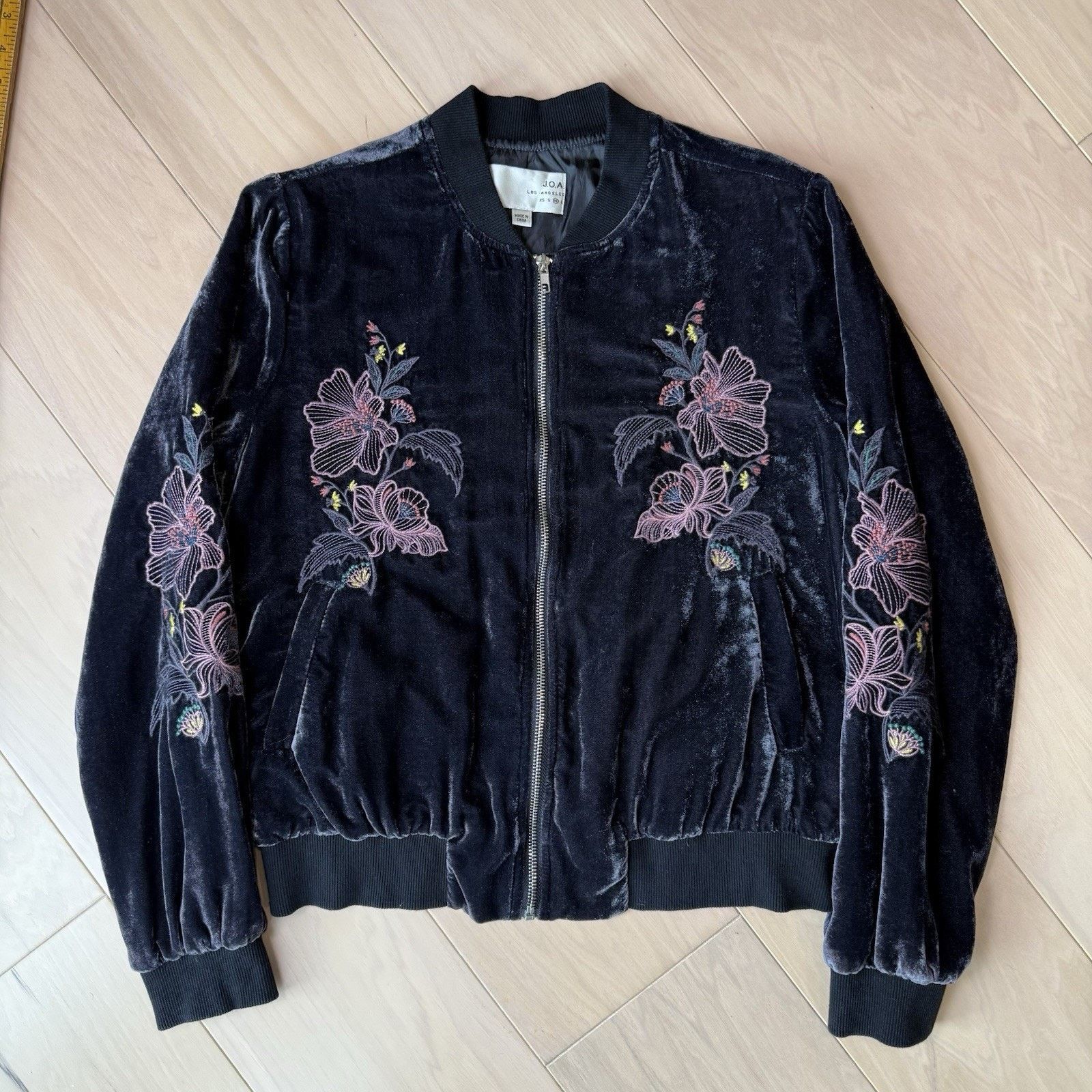 Other JOA Jacket Women's Medium Black Velvet Embroidered Full Zip Size M / US 6-8 / IT 42-44 - 3 Thumbnail